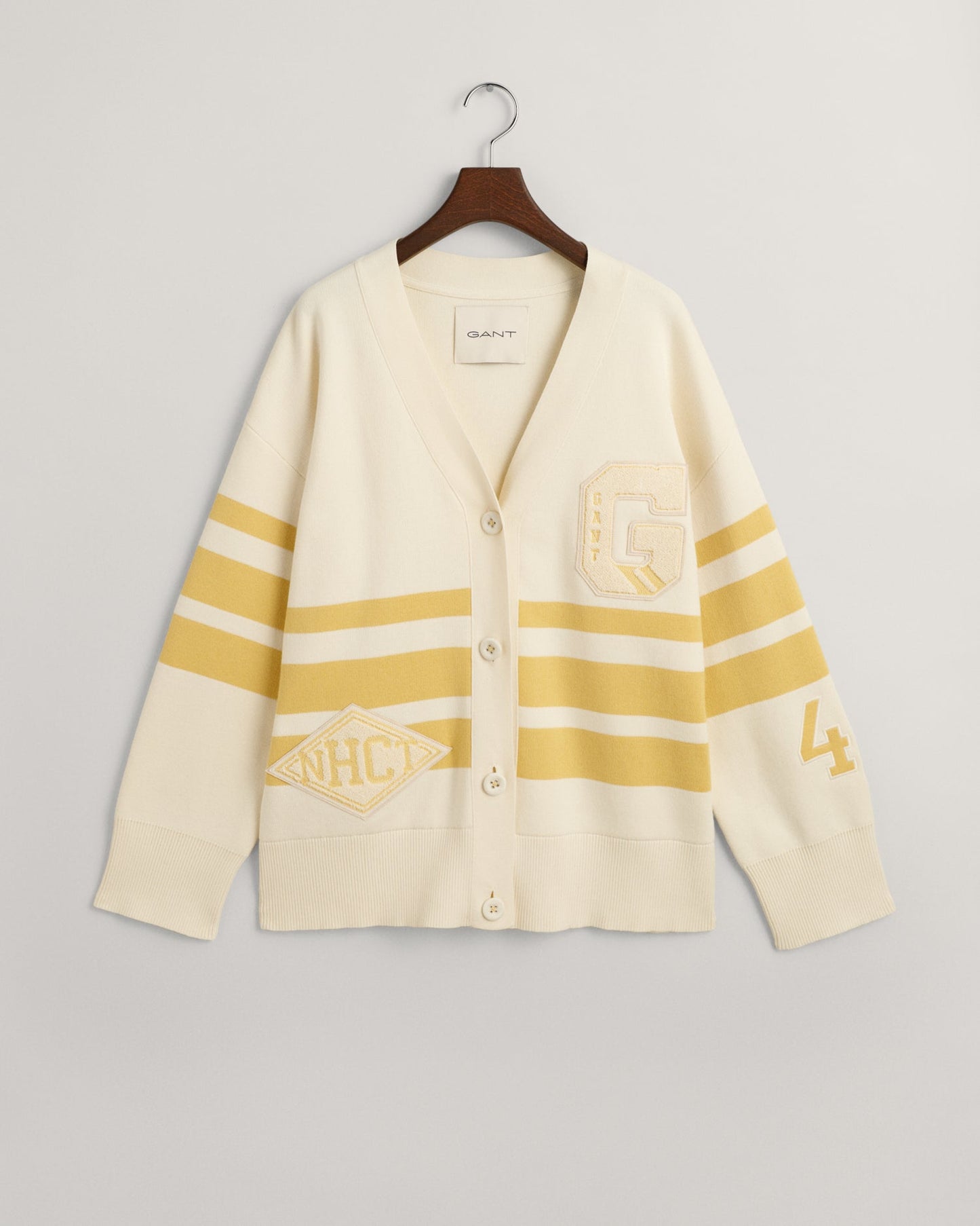 Women's Varsity V-Neck Cardigan - CREAM