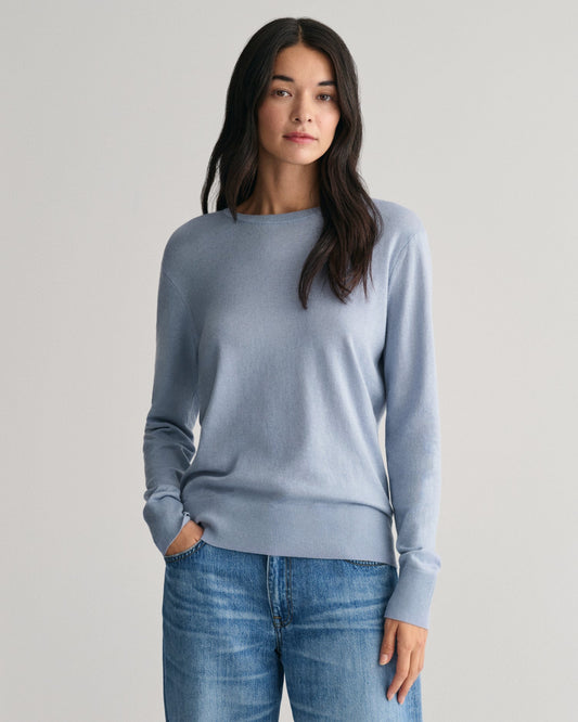 Women's Fine Knit Crew Neck Sweater - DOVE BLUE