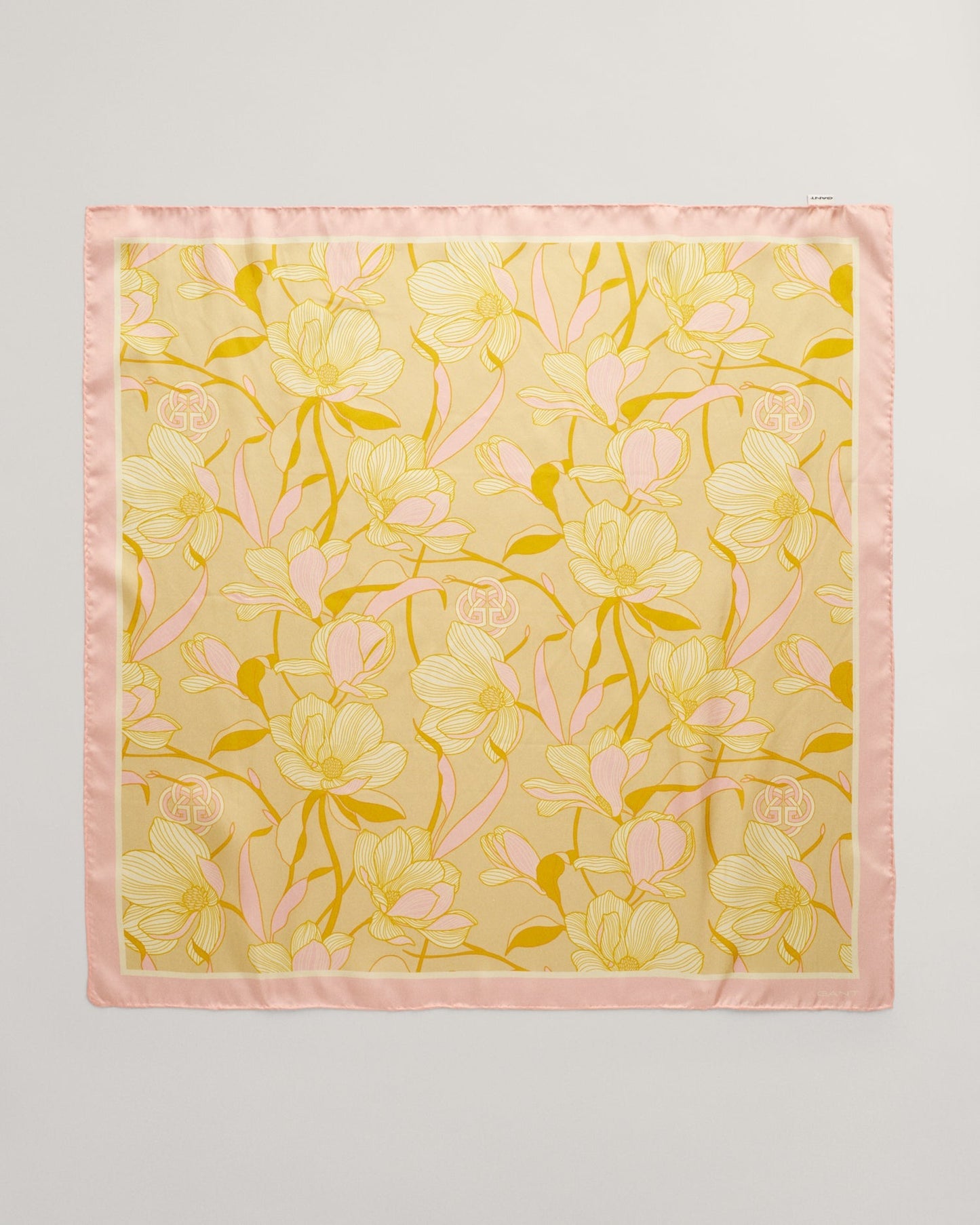 Women's Magnolia Print Silk Scarf - DUSTY YELLOW