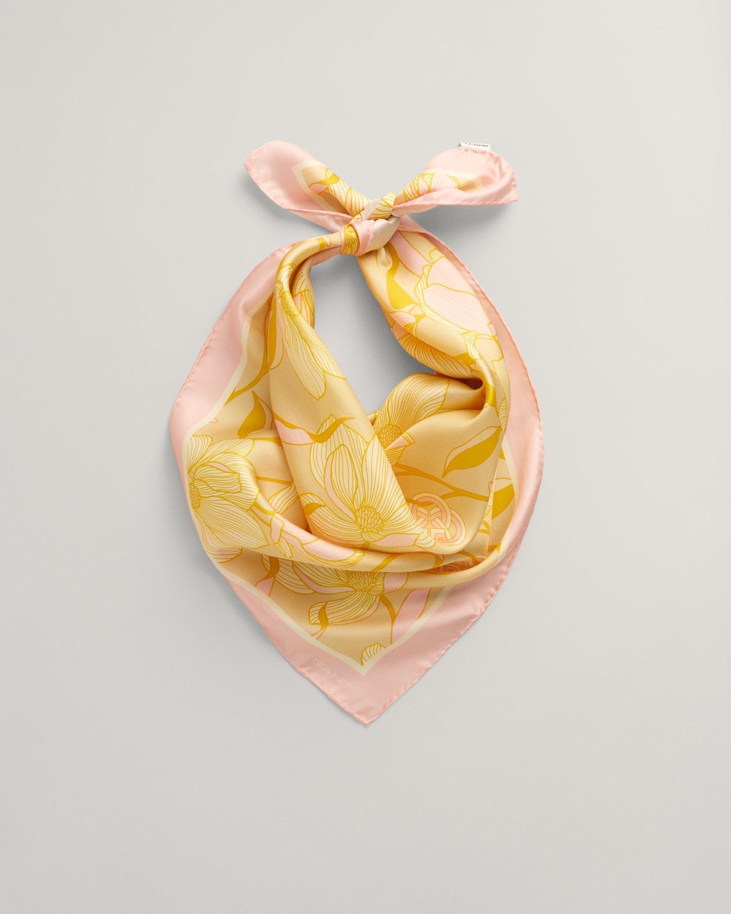 Women's Magnolia Print Silk Scarf - DUSTY YELLOW