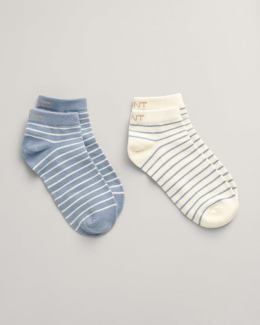 Women's 2-Pack Breton Striped Ankle Socks - DOVE BLUE