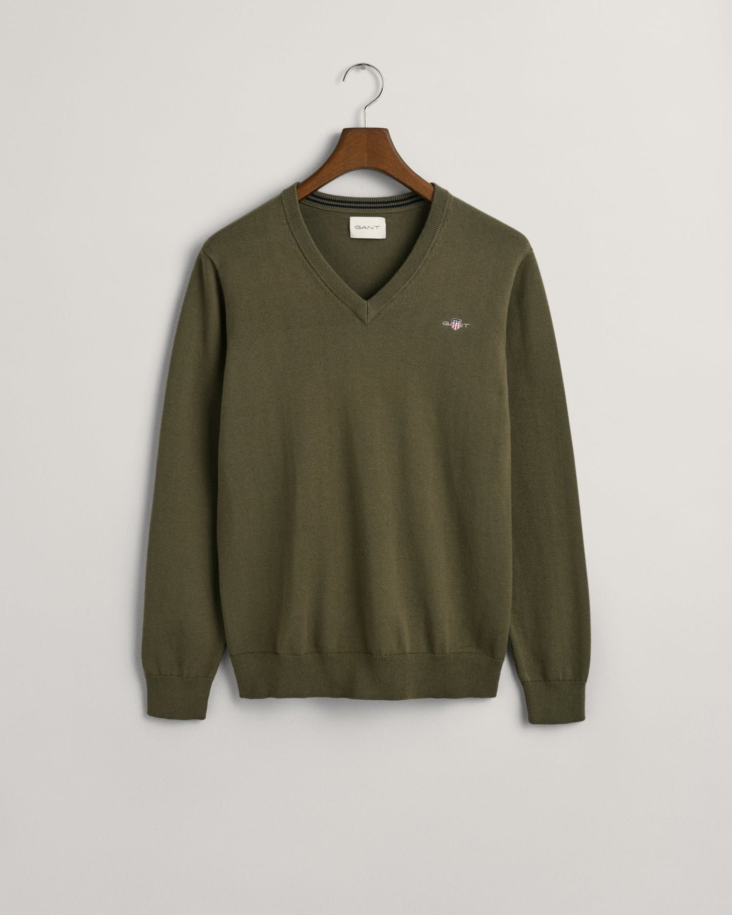 Men's Classic Cotton V-Neck Sweater - JUNIPER GREEN