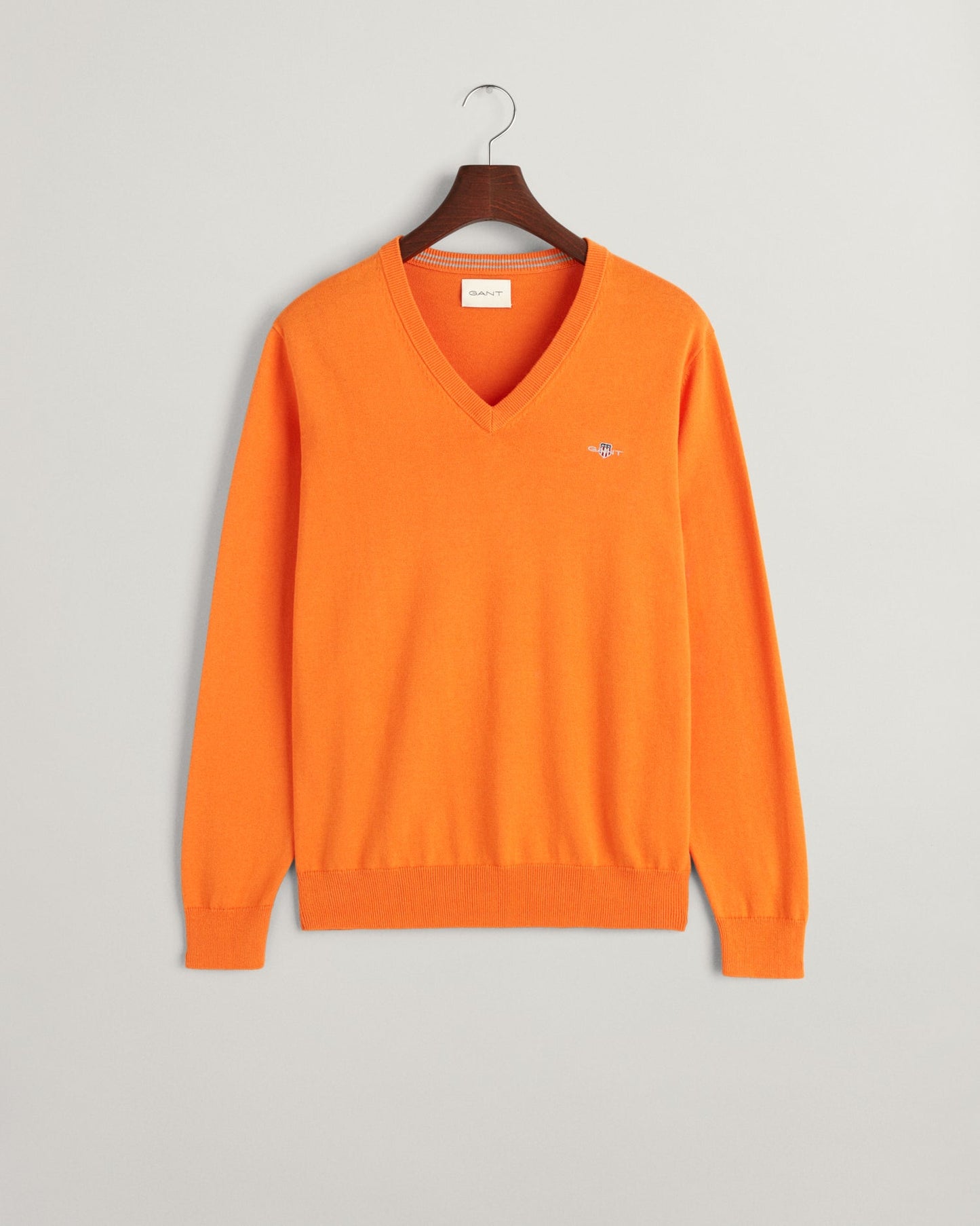 Men's Classic Cotton V-Neck Sweater - SWEET ORANGE