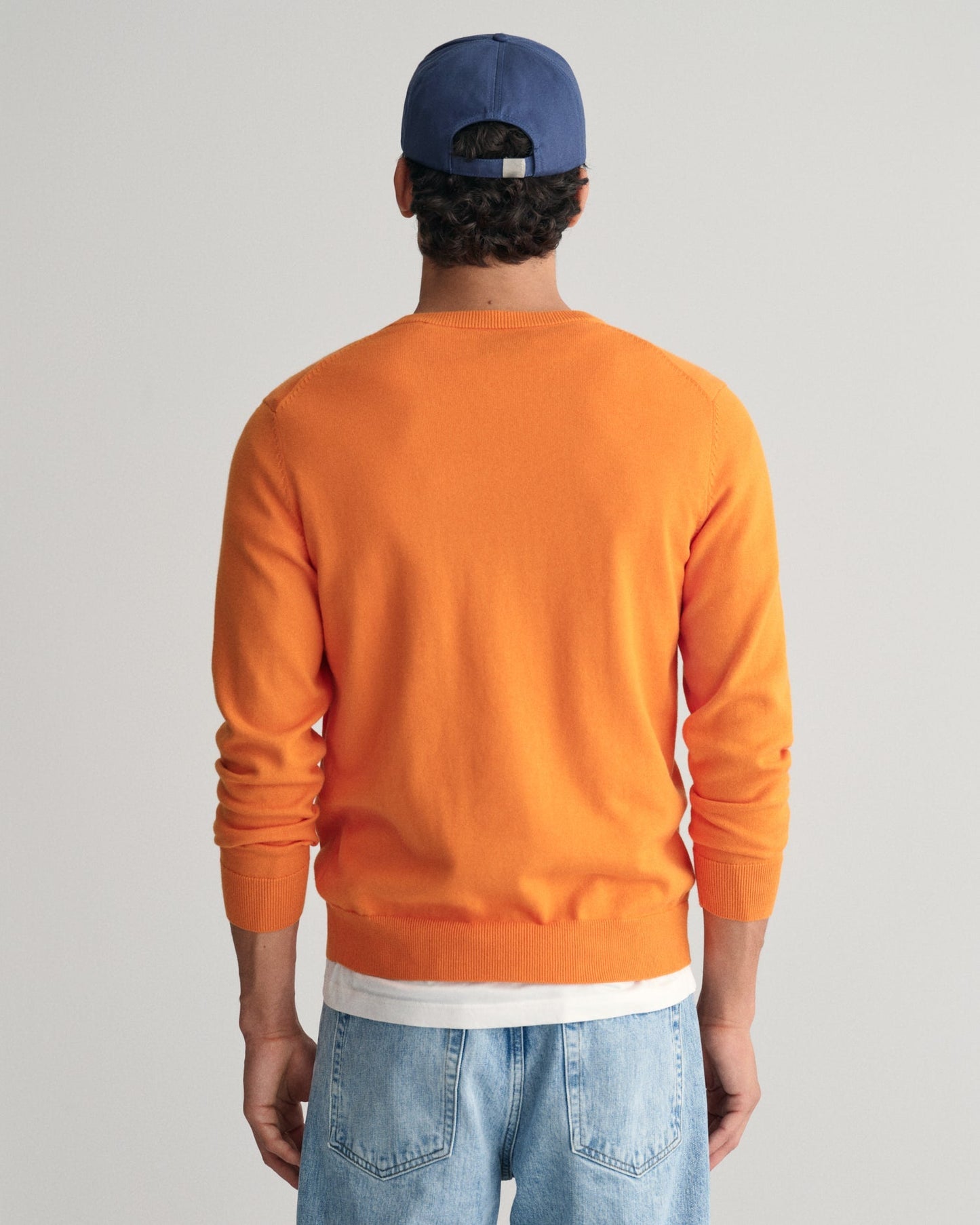 Men's Classic Cotton V-Neck Sweater - SWEET ORANGE