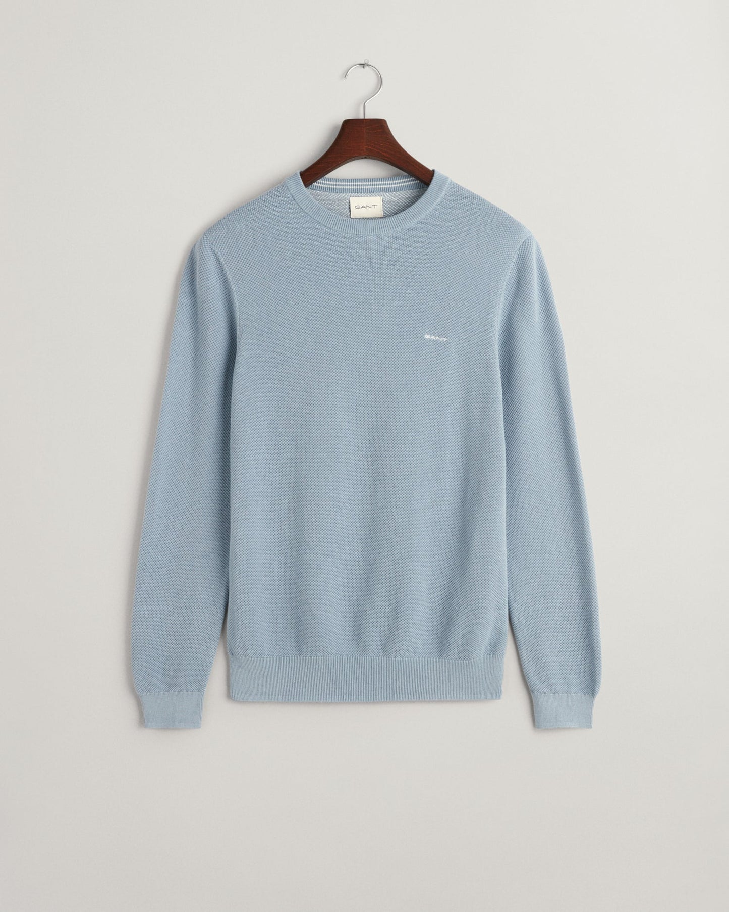 Men's Cotton Piqué Crew Neck Sweater - DOVE BLUE