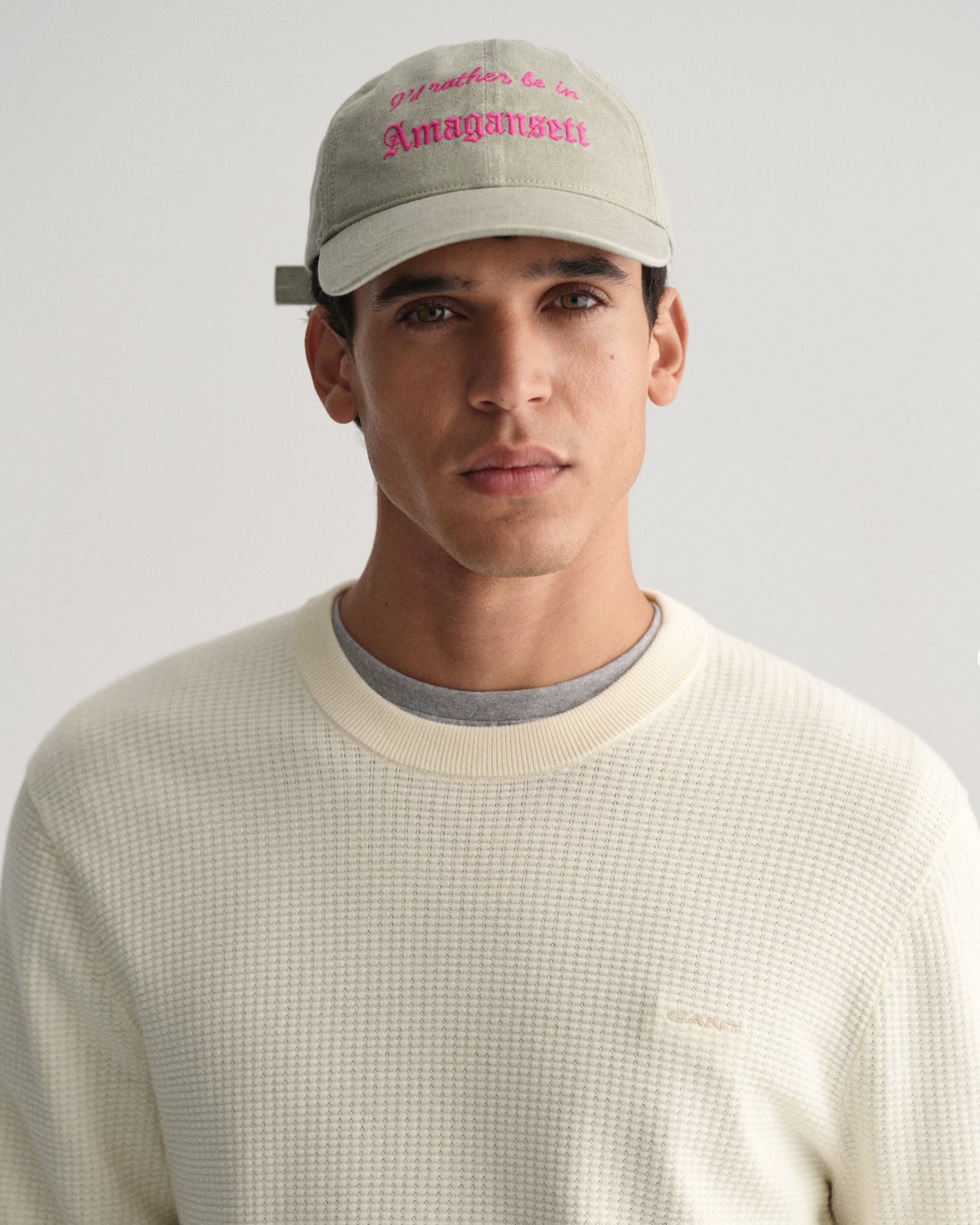 Men's Textured Cotton Crew Neck Sweater - CREAM