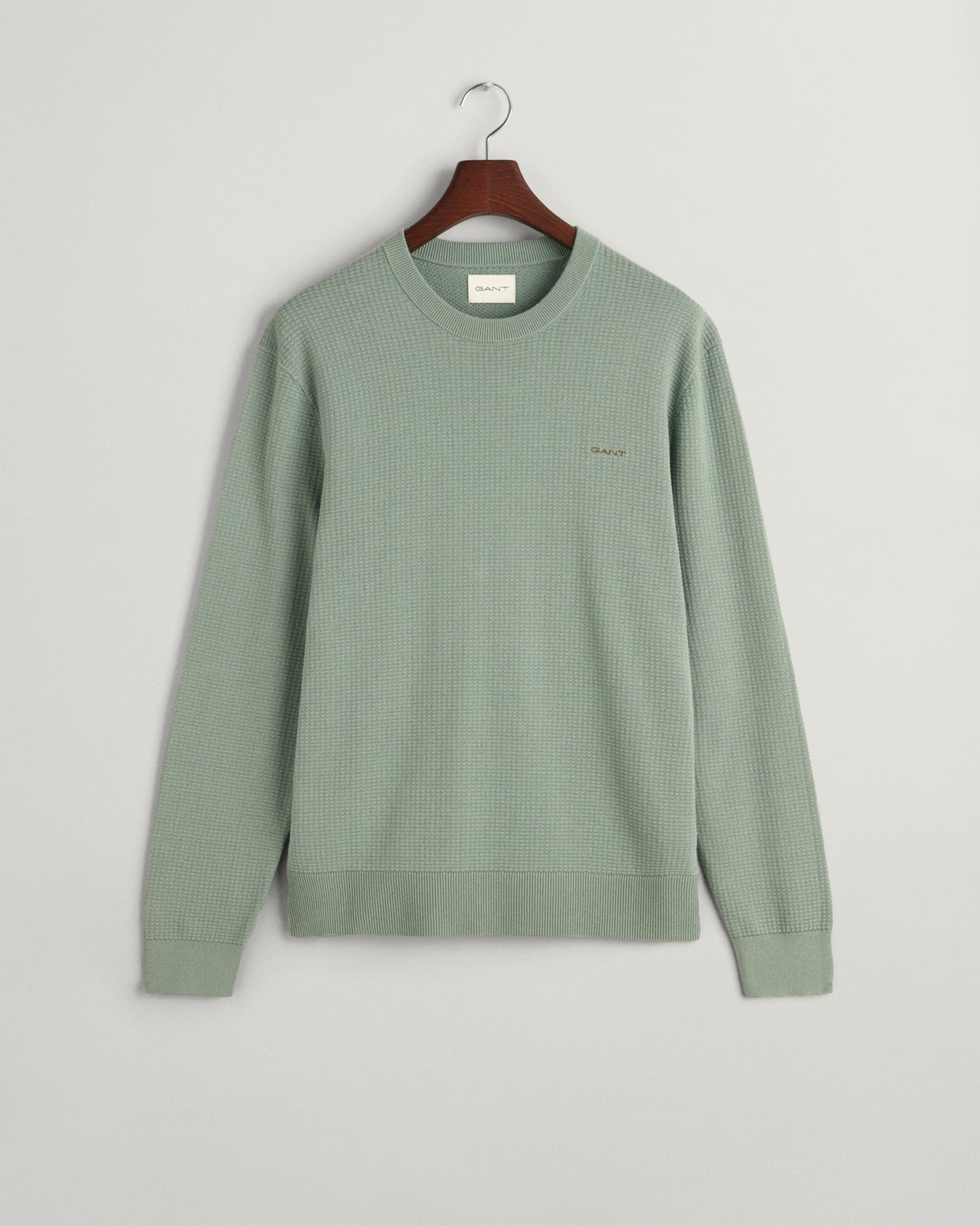 Men's Textured Cotton Crew Neck Sweater - KALAMATA GREEN