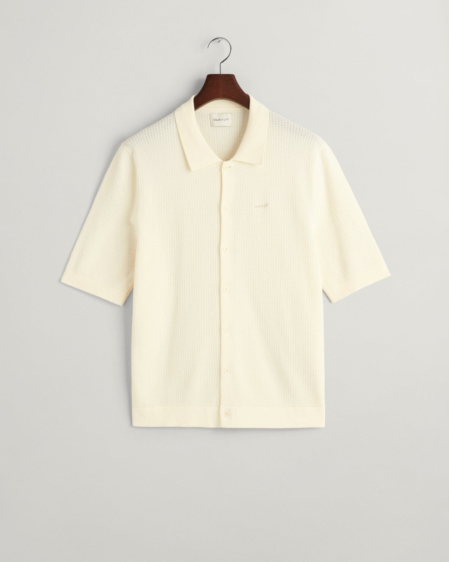 Men's Textured Knit Short Sleeve Shirt - CREAM