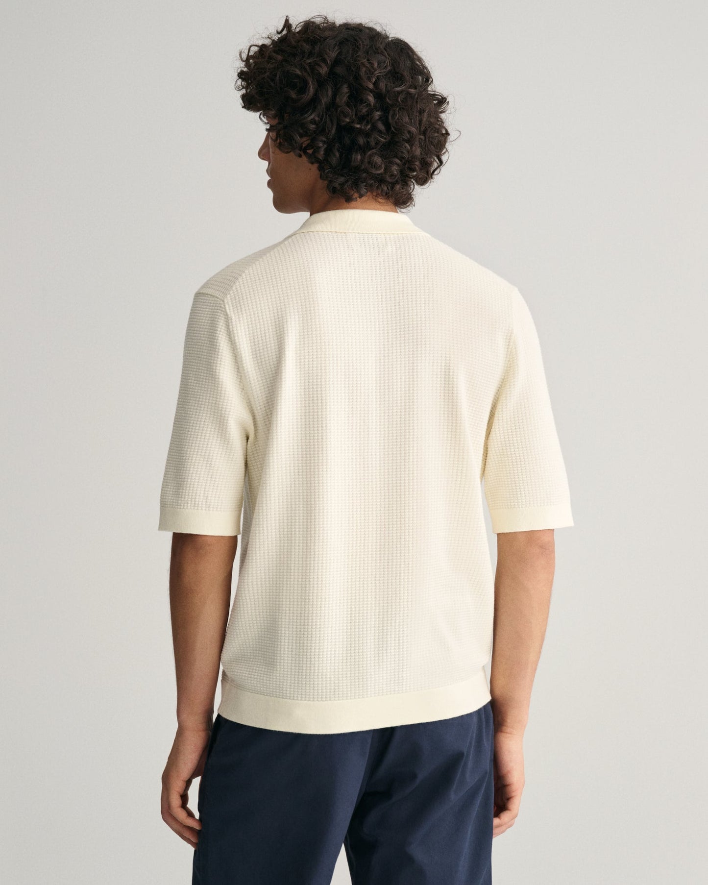 Men's Textured Knit Short Sleeve Shirt - CREAM