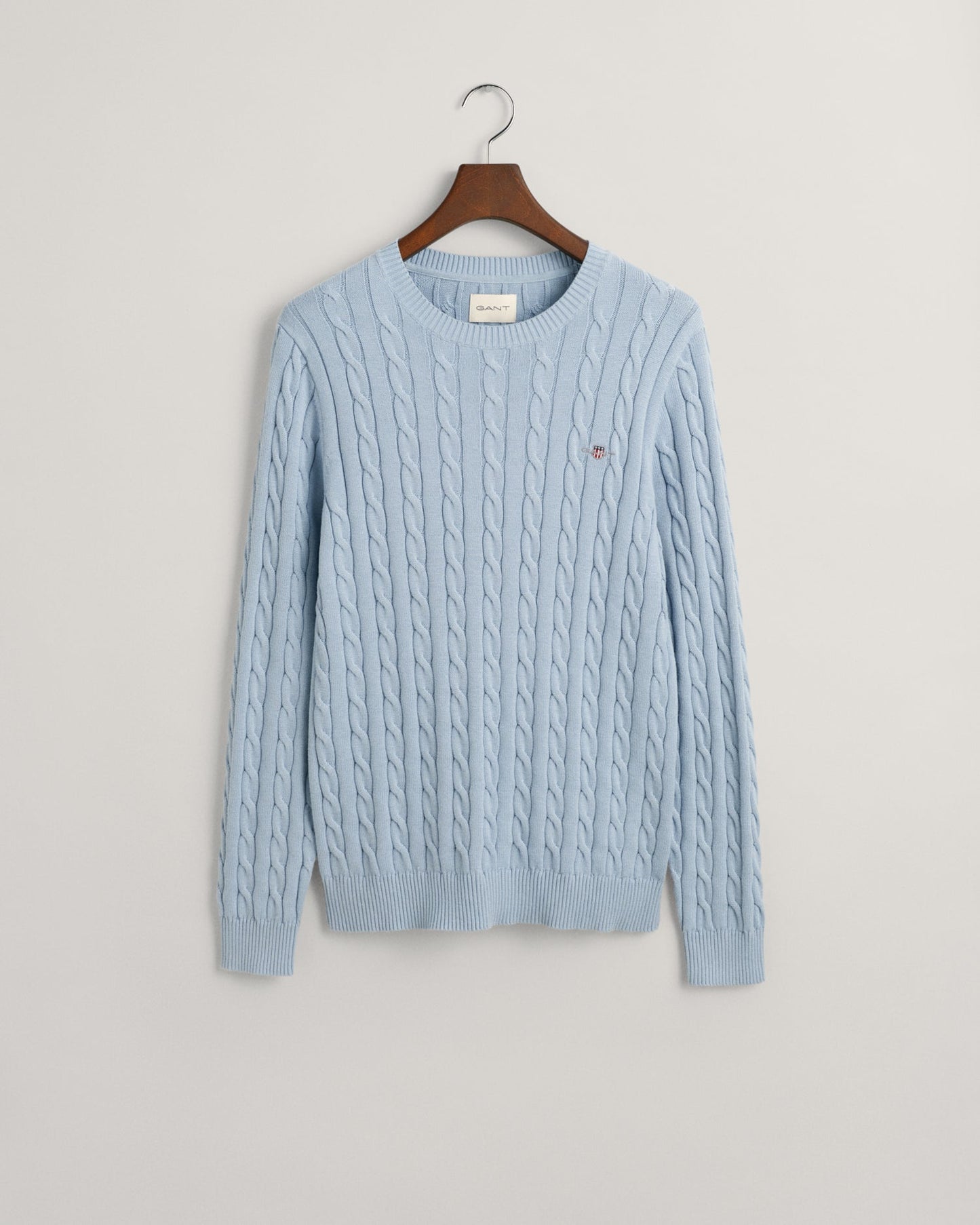 Men's Cotton Cable Knit Crew Neck Sweater - DOVE BLUE