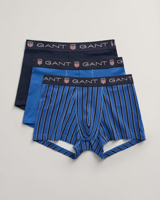 Men's 3-Pack Striped Shield Trunks - EVENING BLUE