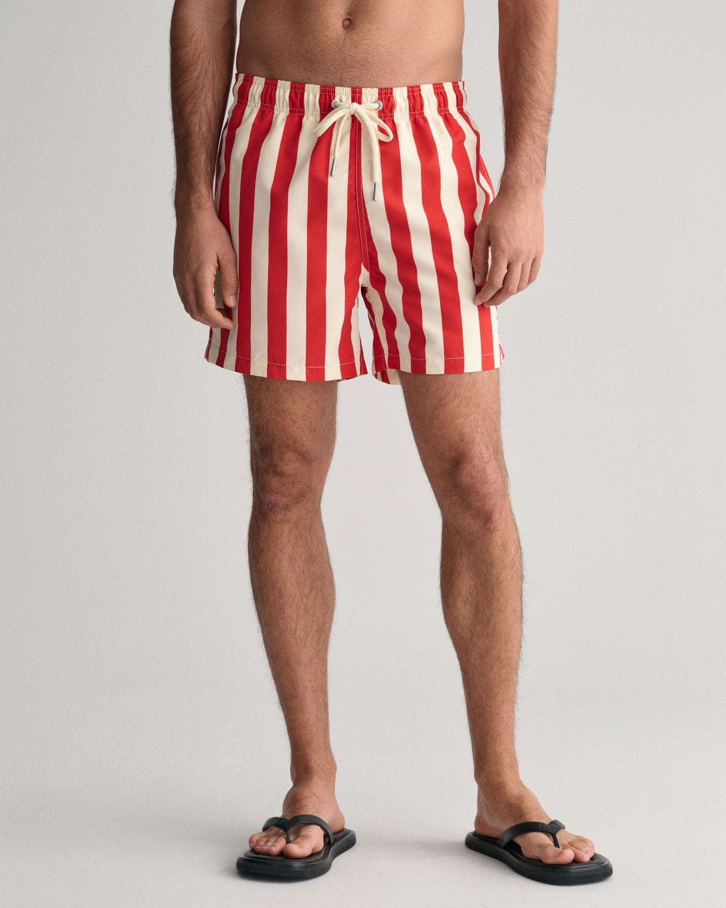 Men's Block Striped Swim Shorts - BRIGHT RED