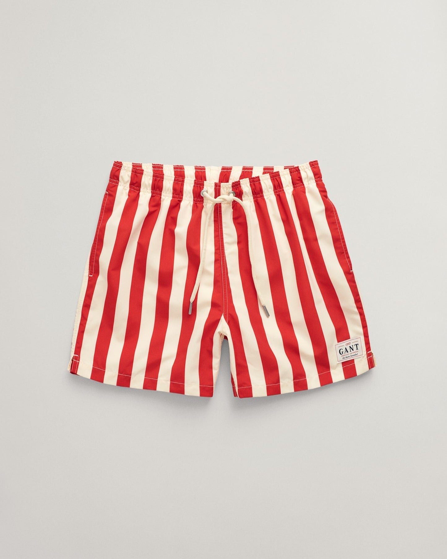 Men's Block Striped Swim Shorts - BRIGHT RED