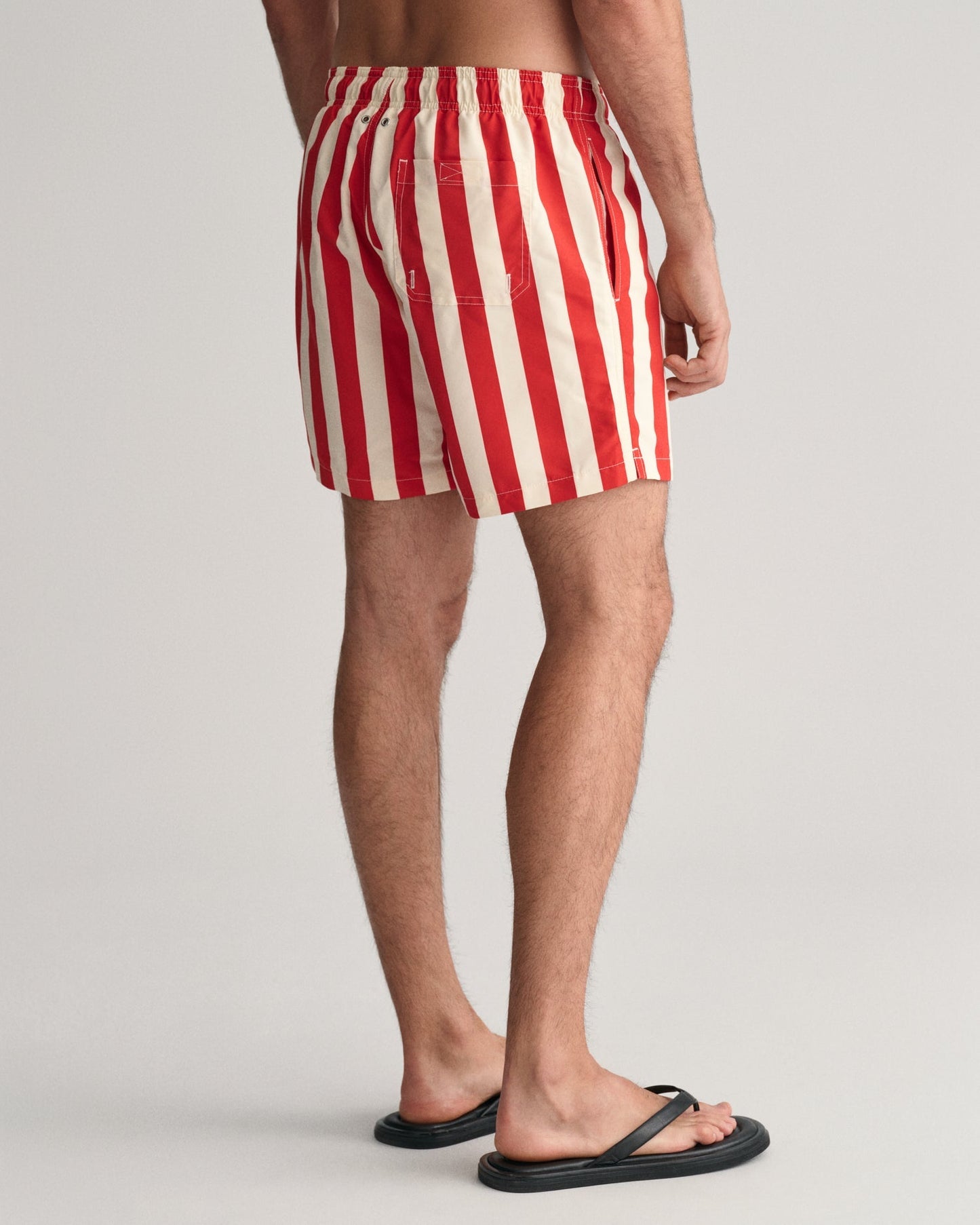 Men's Block Striped Swim Shorts - BRIGHT RED