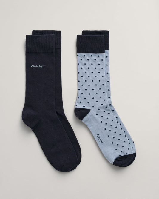 Men's 2-Pack Dot & Solid Socks - DOVE BLUE