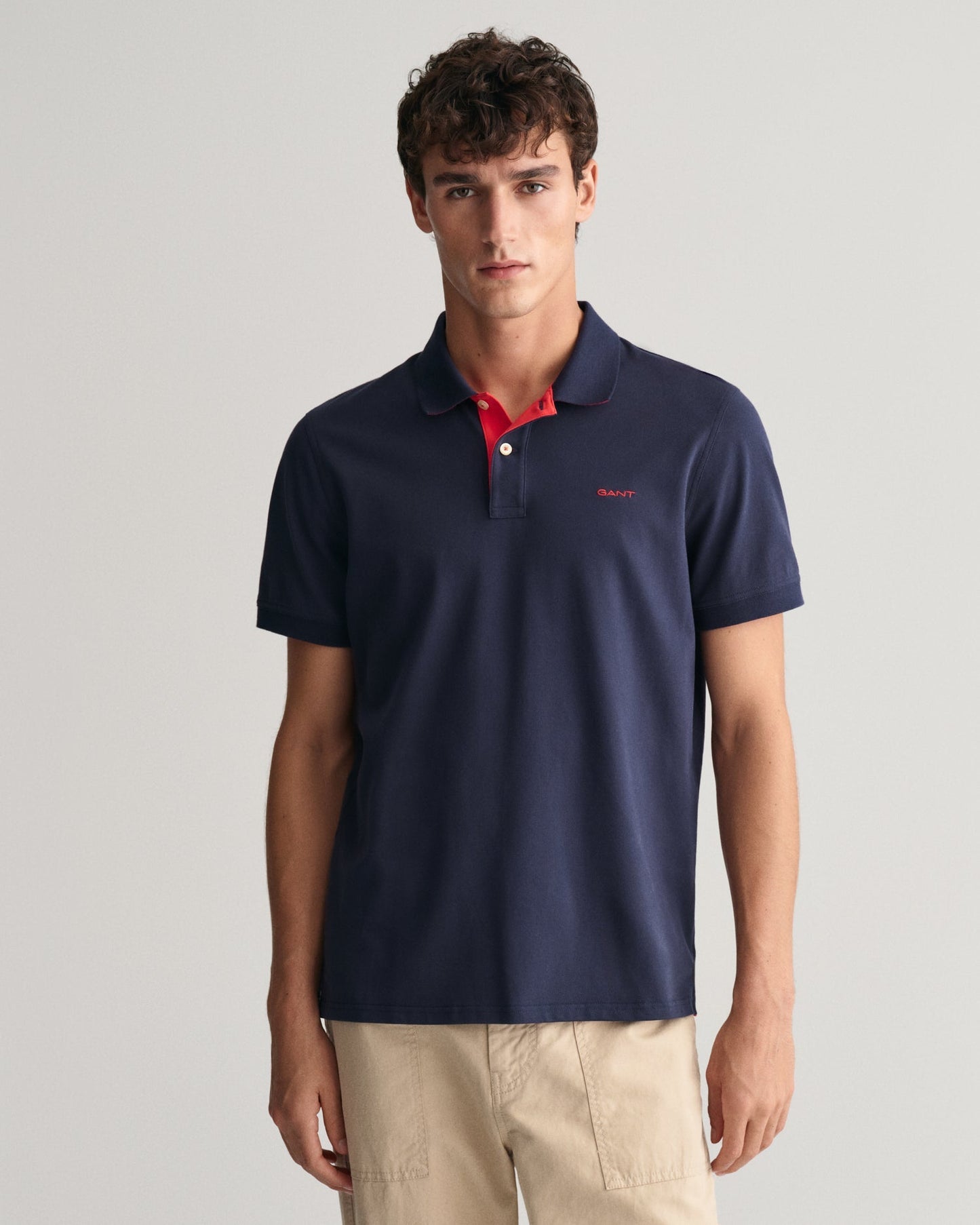 Men's Contrast Piqué Polo Shirt - EVENING BLUE