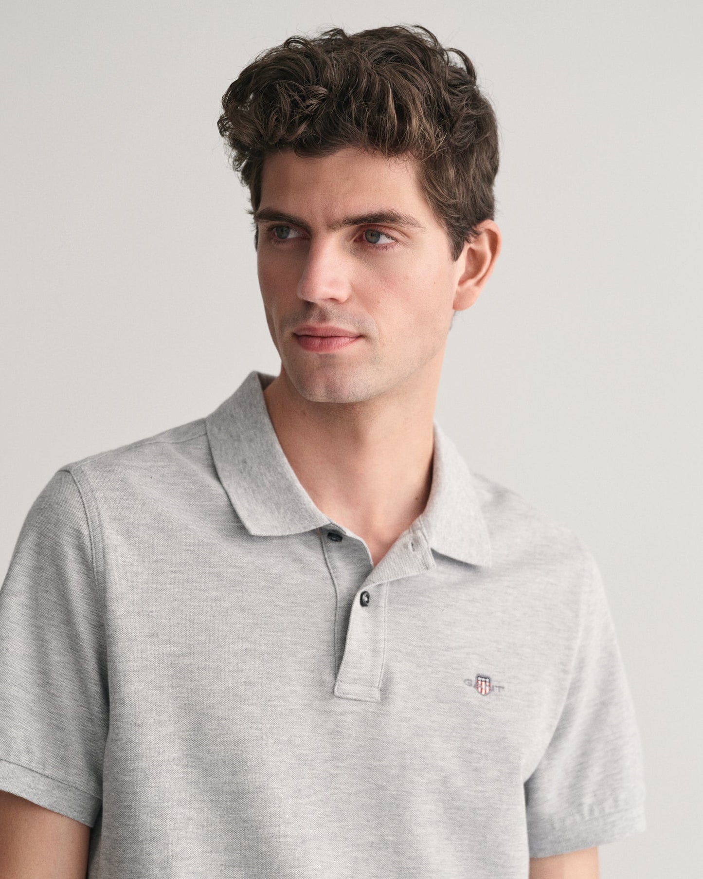 Men's Regular Fit Shield Piqué Polo Shirt - GREY MELANGE