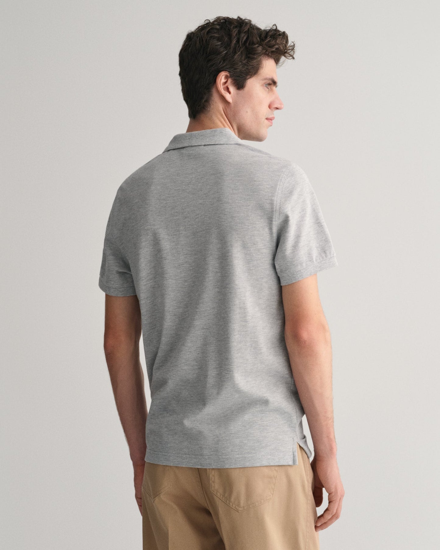 Men's Regular Fit Shield Piqué Polo Shirt - GREY MELANGE