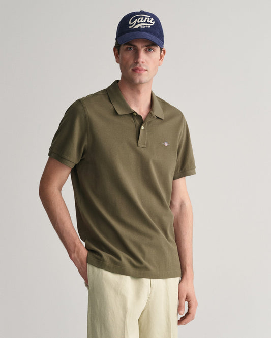 Men's Regular Fit Shield Piqué Polo Shirt - JUNIPER GREEN