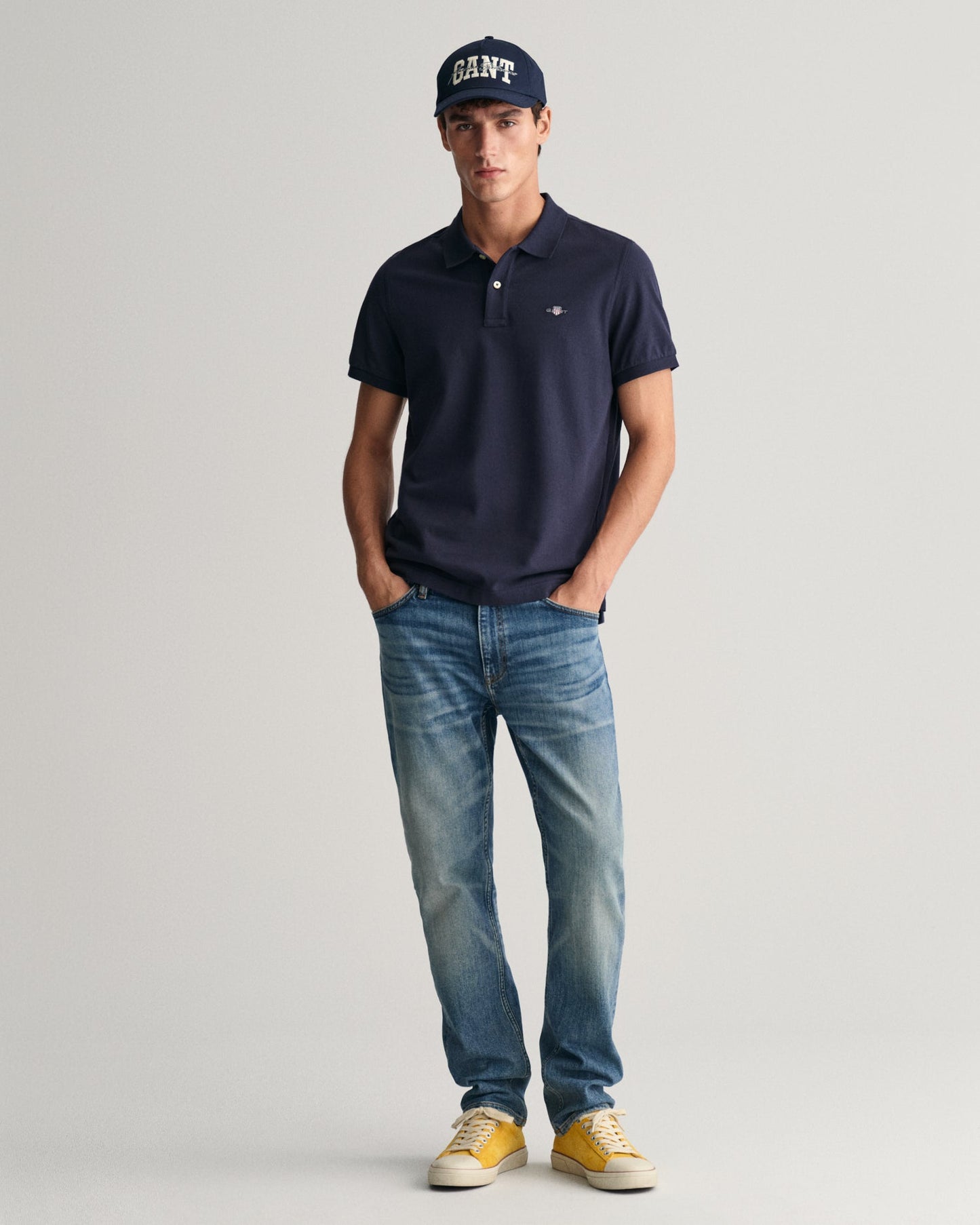 Men's Regular Fit Shield Piqué Polo Shirt - EVENING BLUE