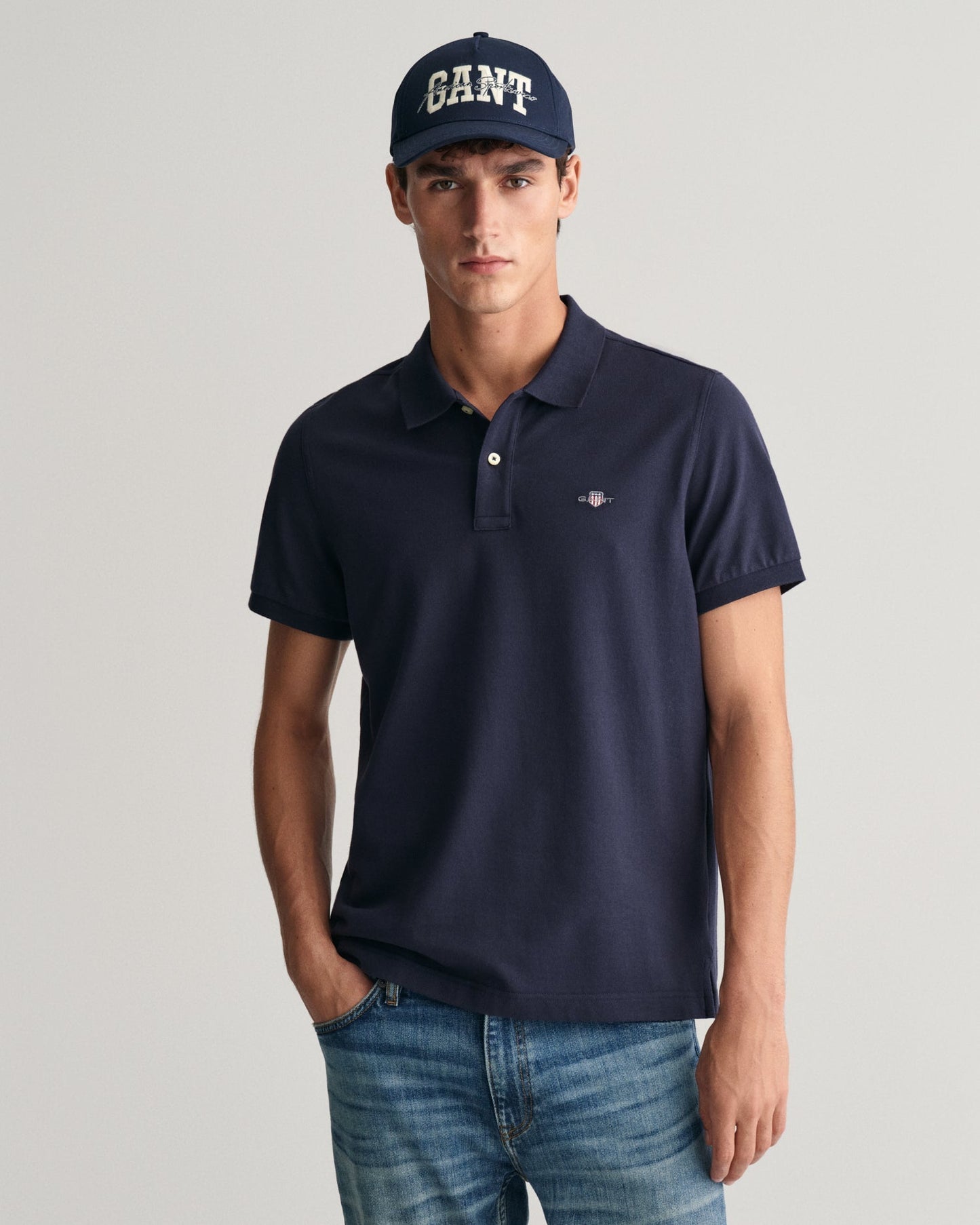 Men's Regular Fit Shield Piqué Polo Shirt - EVENING BLUE