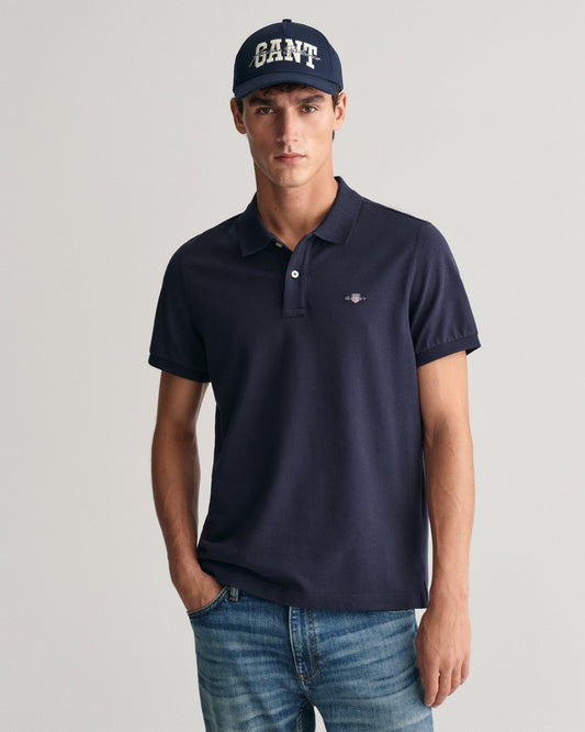 Men's Regular Fit Shield Piqué Polo Shirt - EVENING BLUE