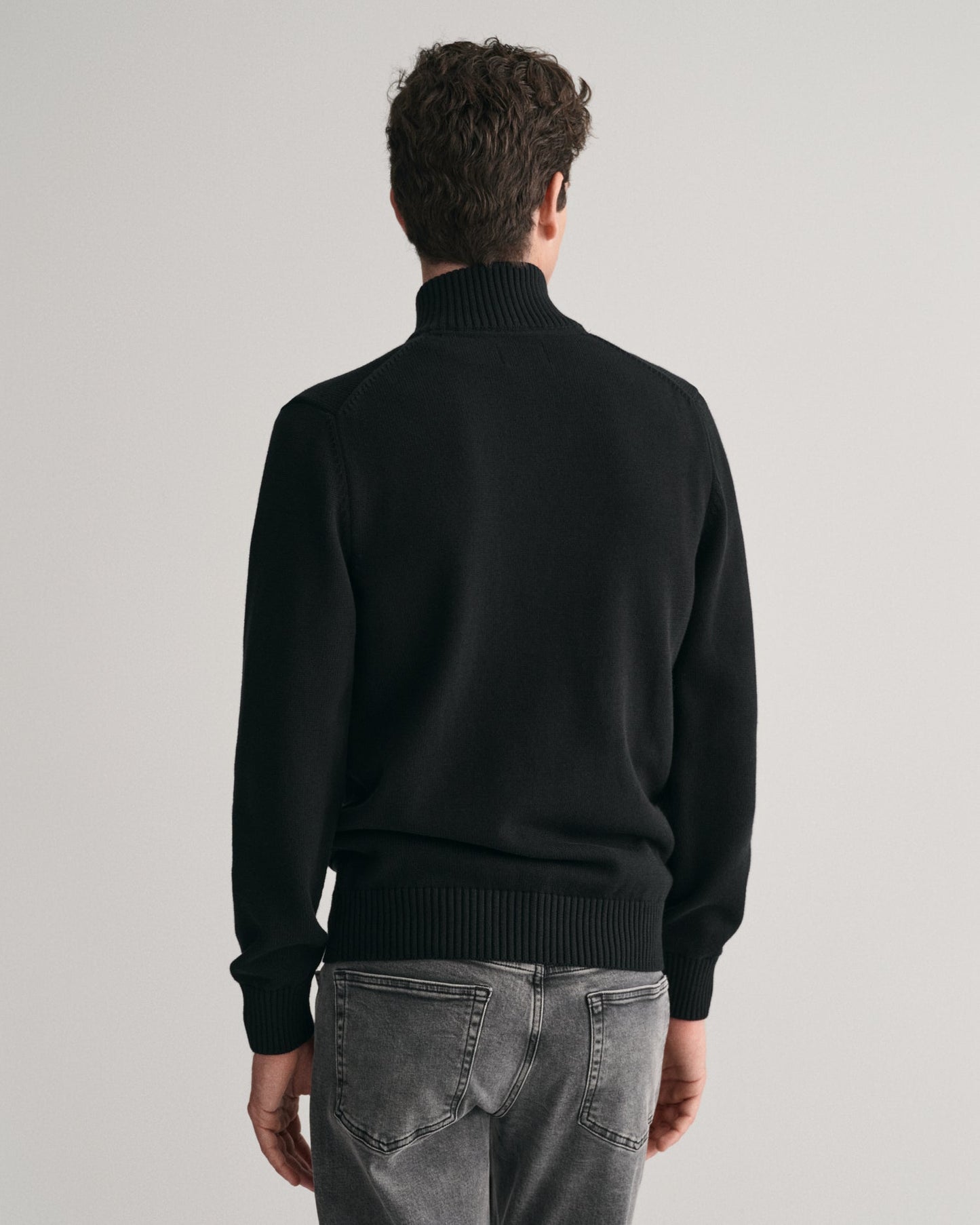 Men's Casual Cotton Half-Zip Sweater - BLACK