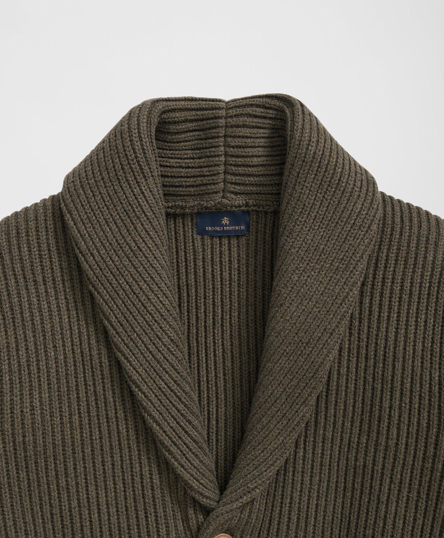 Ribbed Cotton Shawl Collar Cardigan