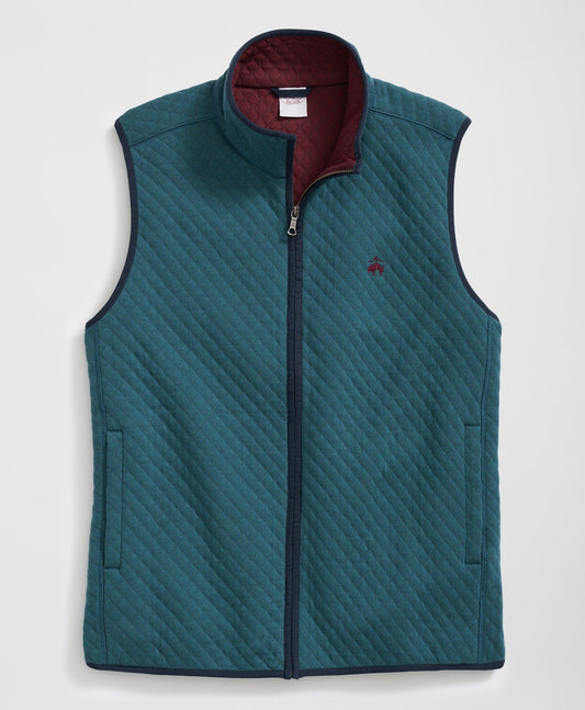 Diamond-Quilted Zip Vest in Cotton Blend