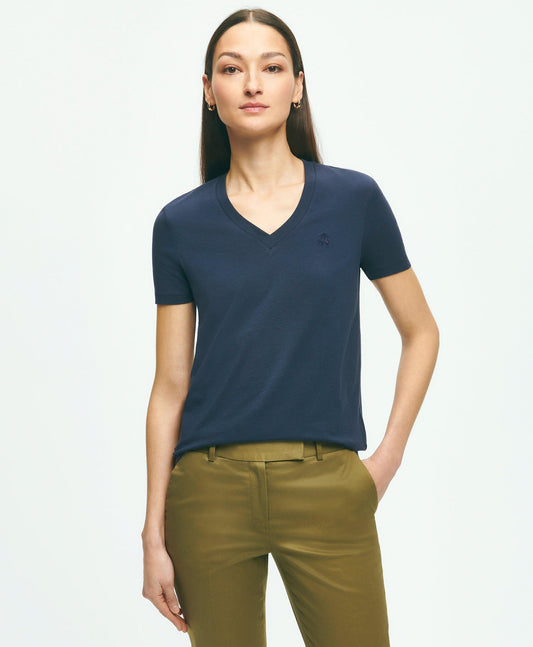 Stretch Cotton V-Neck T-Shirt