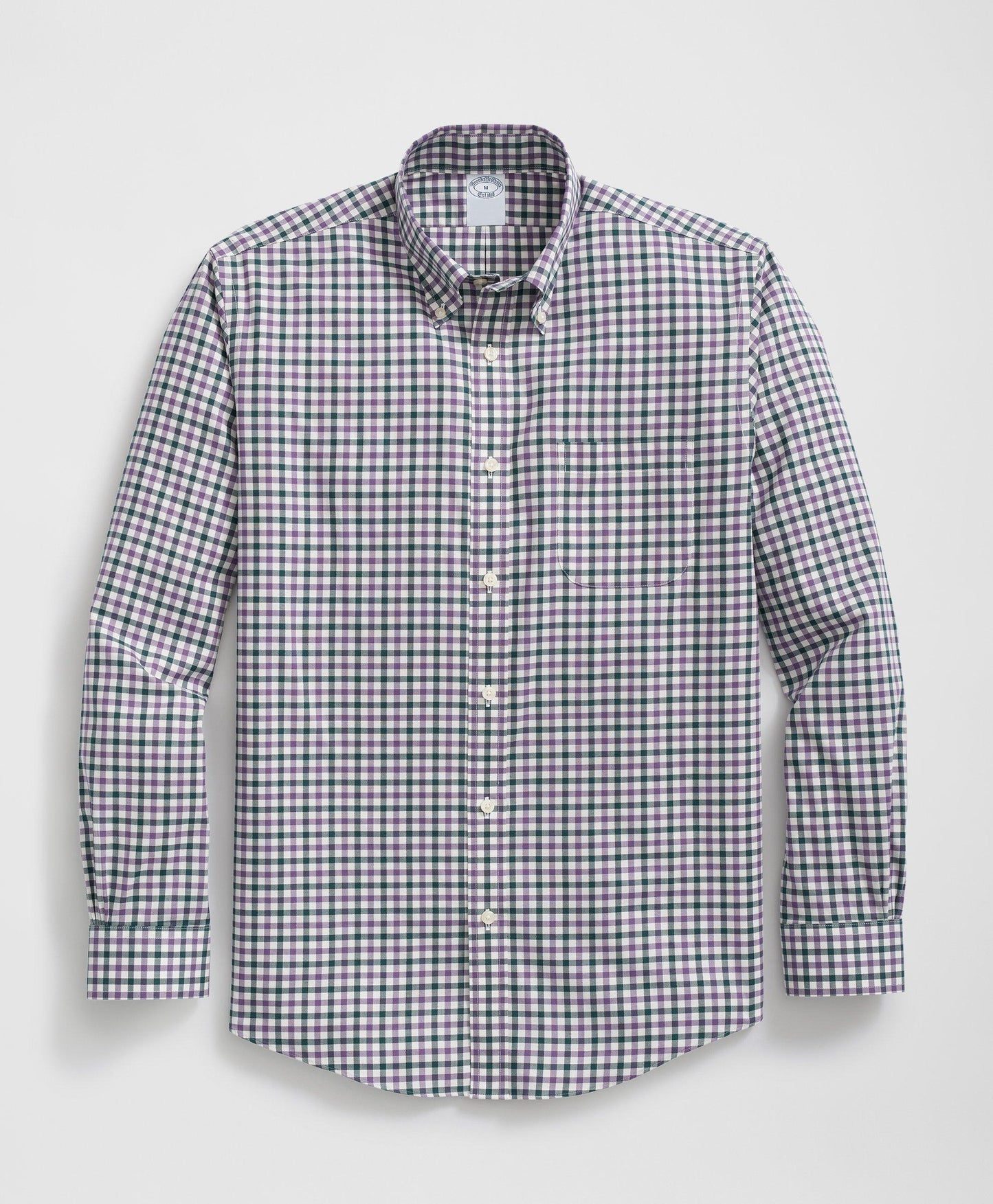 Stretch Supima Cotton Non-Iron Twill Polo Button Down Collar Checked Shirt