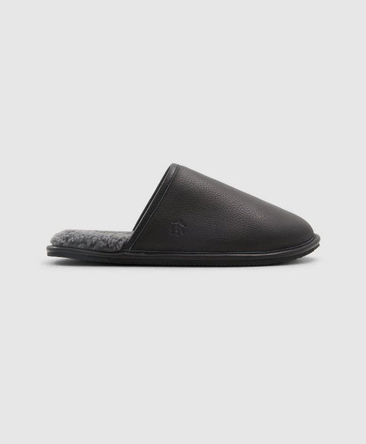 Shearling Lined Leather Slippers