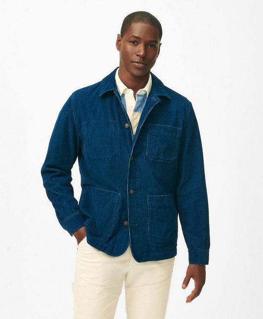 Chore Coat in Authentic Indigo-Dyed Pinwale Corduroy Cotton