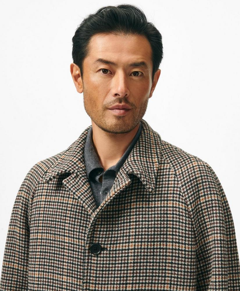 Wool-Blend Balmacaan Checked Coat