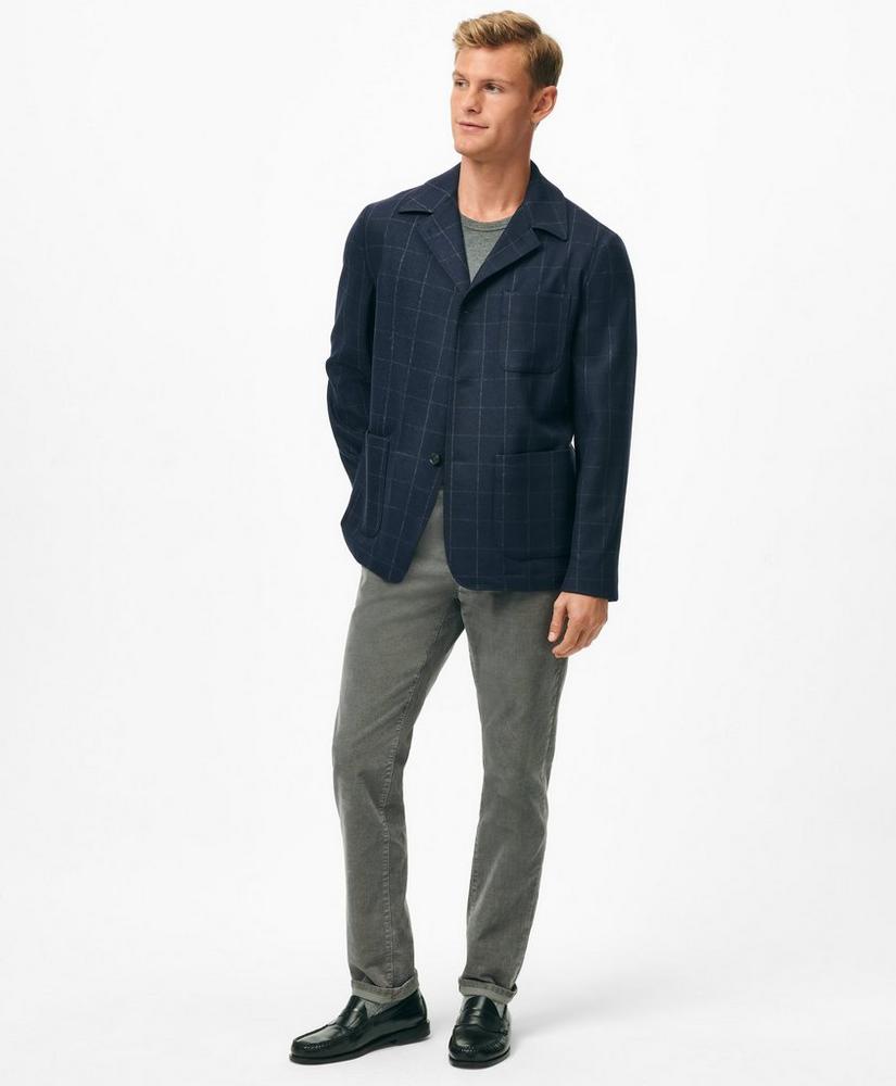 Tailored Shirt Jacket in Windowpane Wool-Cashmere Blend