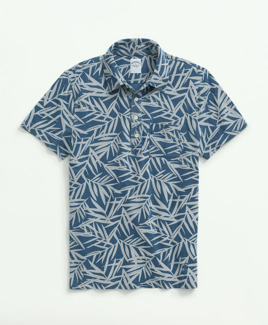 Vintage Polo in Printed Indigo-Washed Pique Cotton