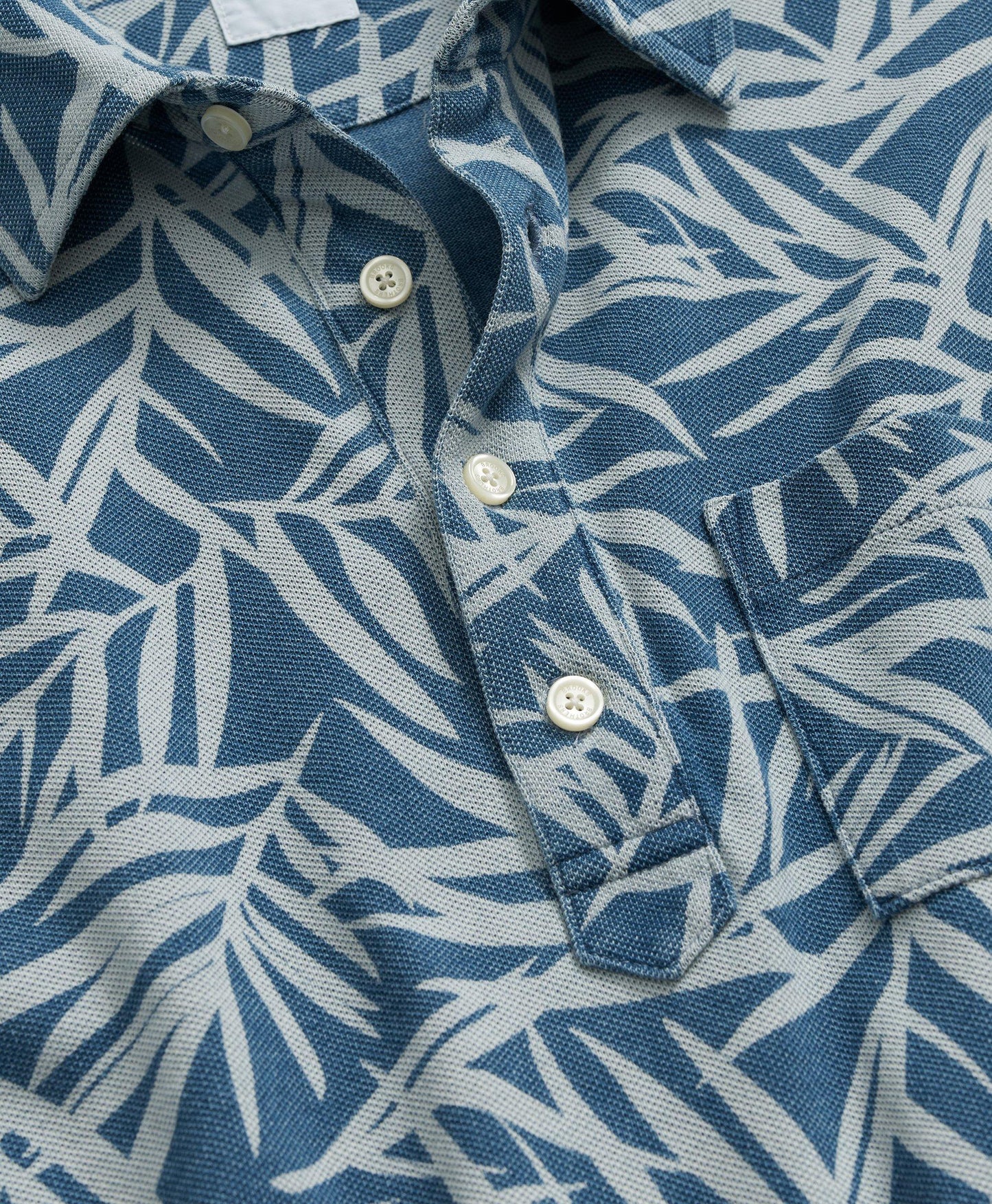 Vintage Polo in Printed Indigo-Washed Pique Cotton