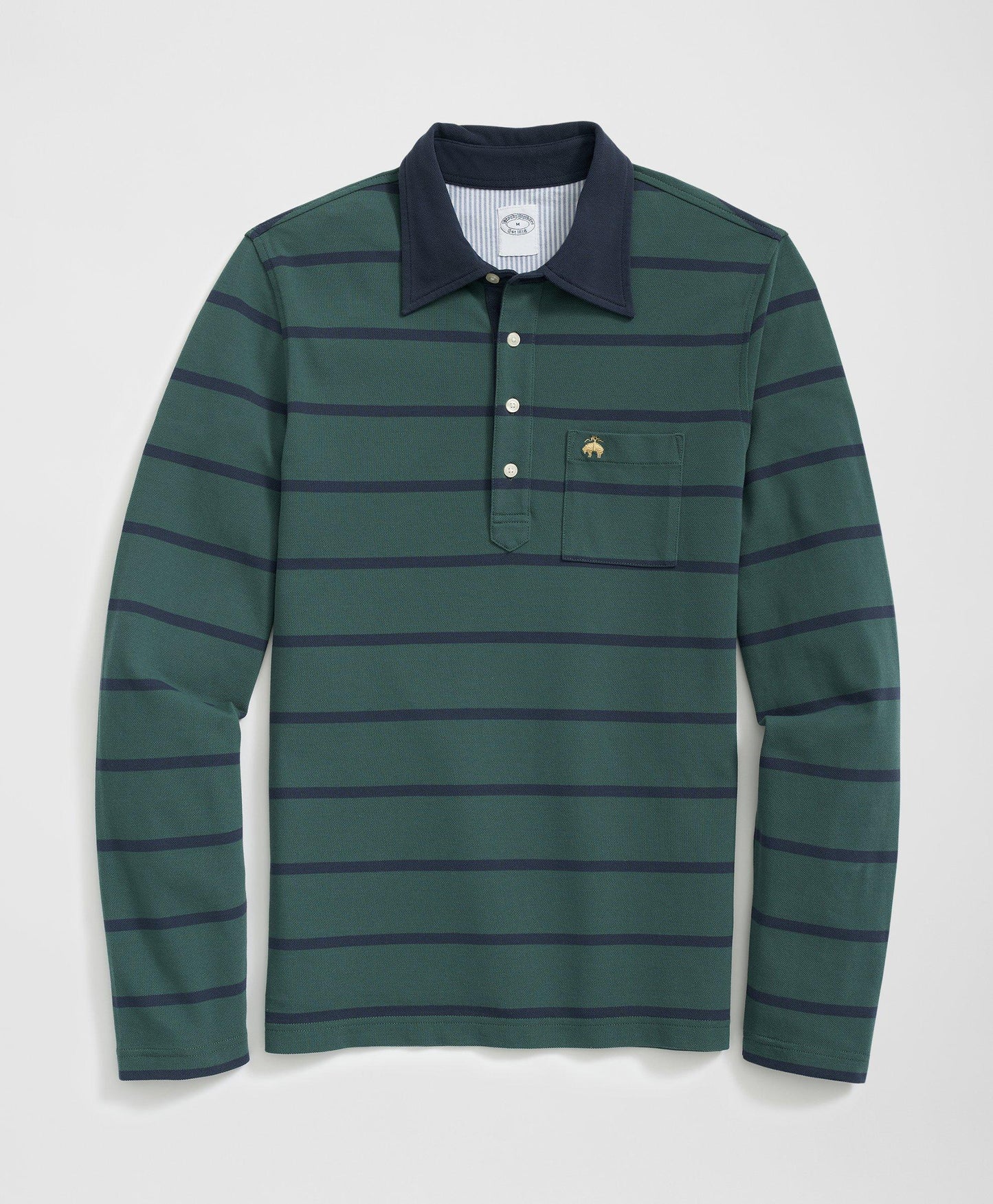 The Vintage Long Sleeve Polo Shirt in BB#3 Stripe Pique Cotton