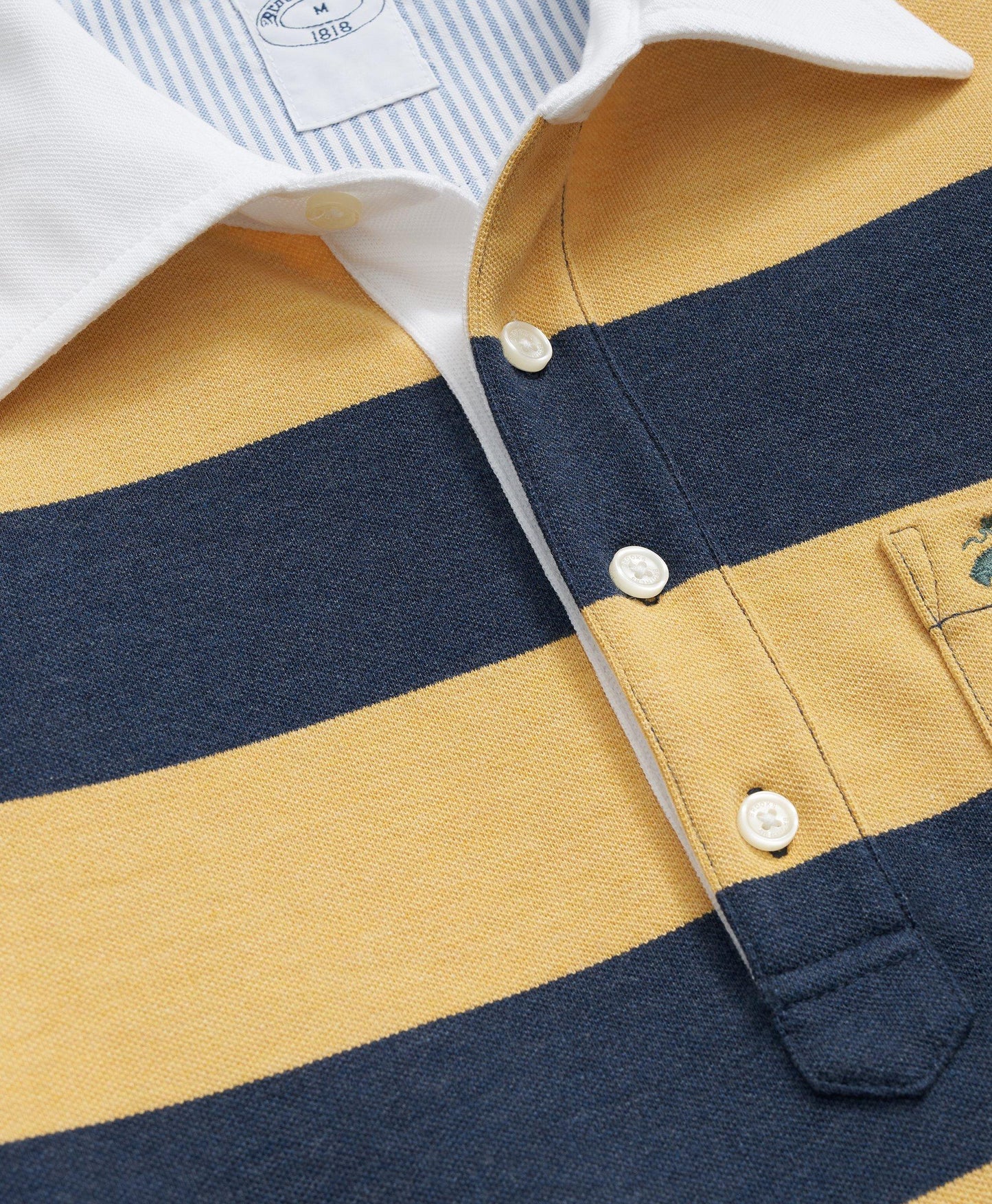 The Vintage Long Sleeve Polo Shirt in BB#4 Stripe Pique Cotton