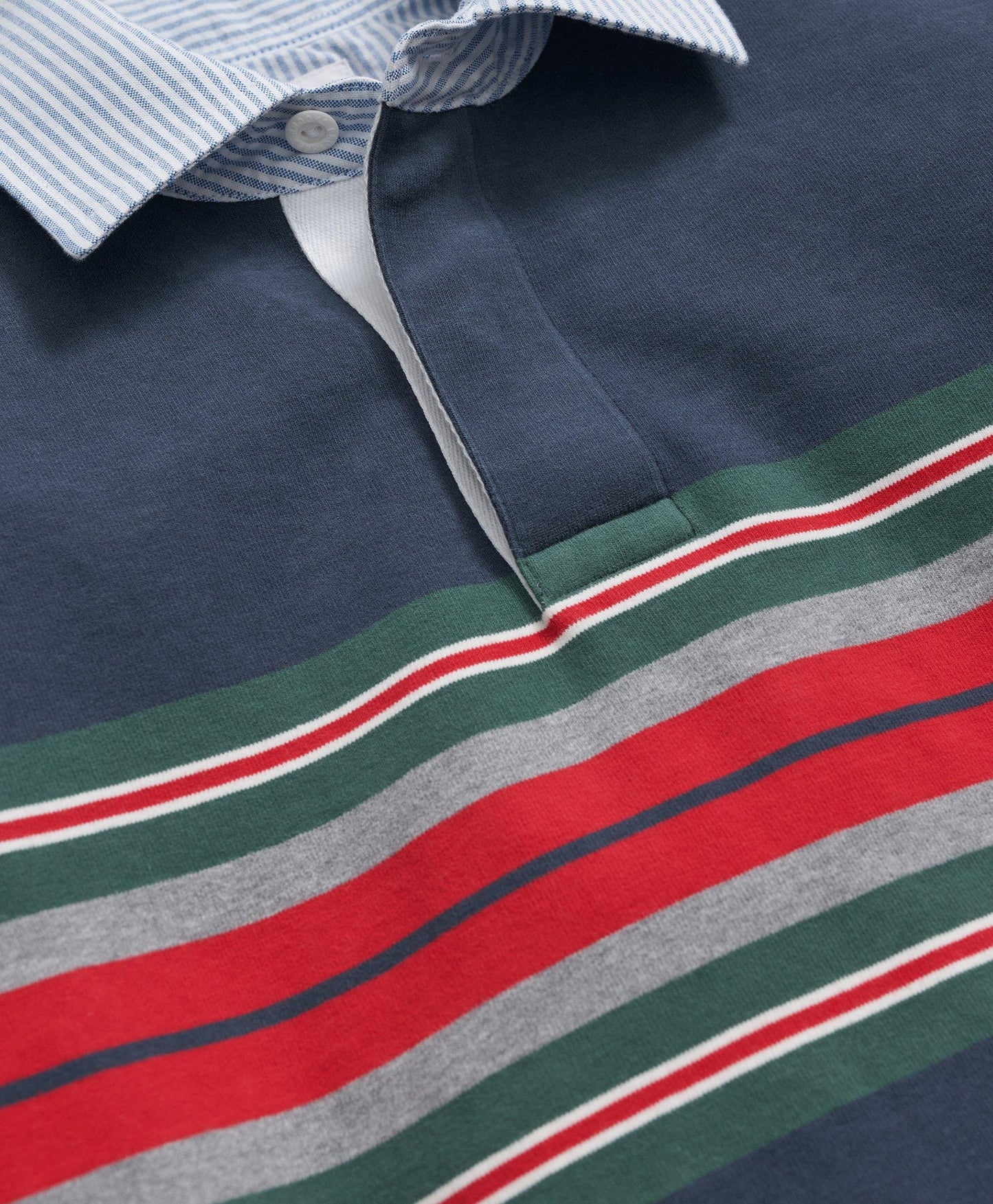 Rugby Shirt with Kangaroo Pocket in Garment-Washed Cotton