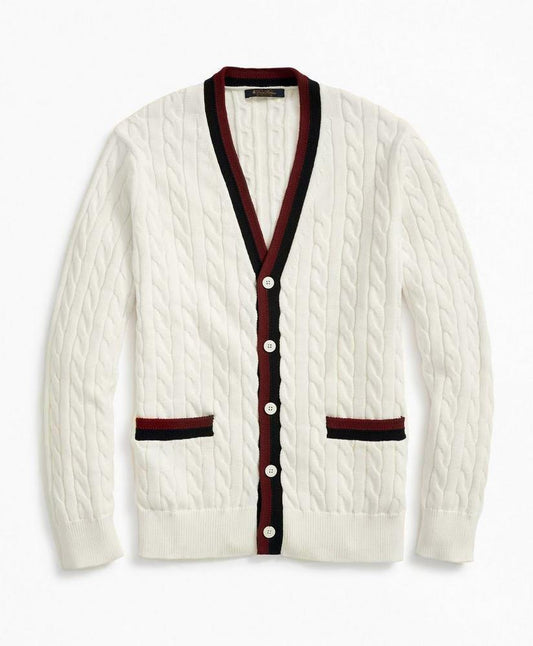 Vintage-Inspired Supima Cotton Tennis Cardigan