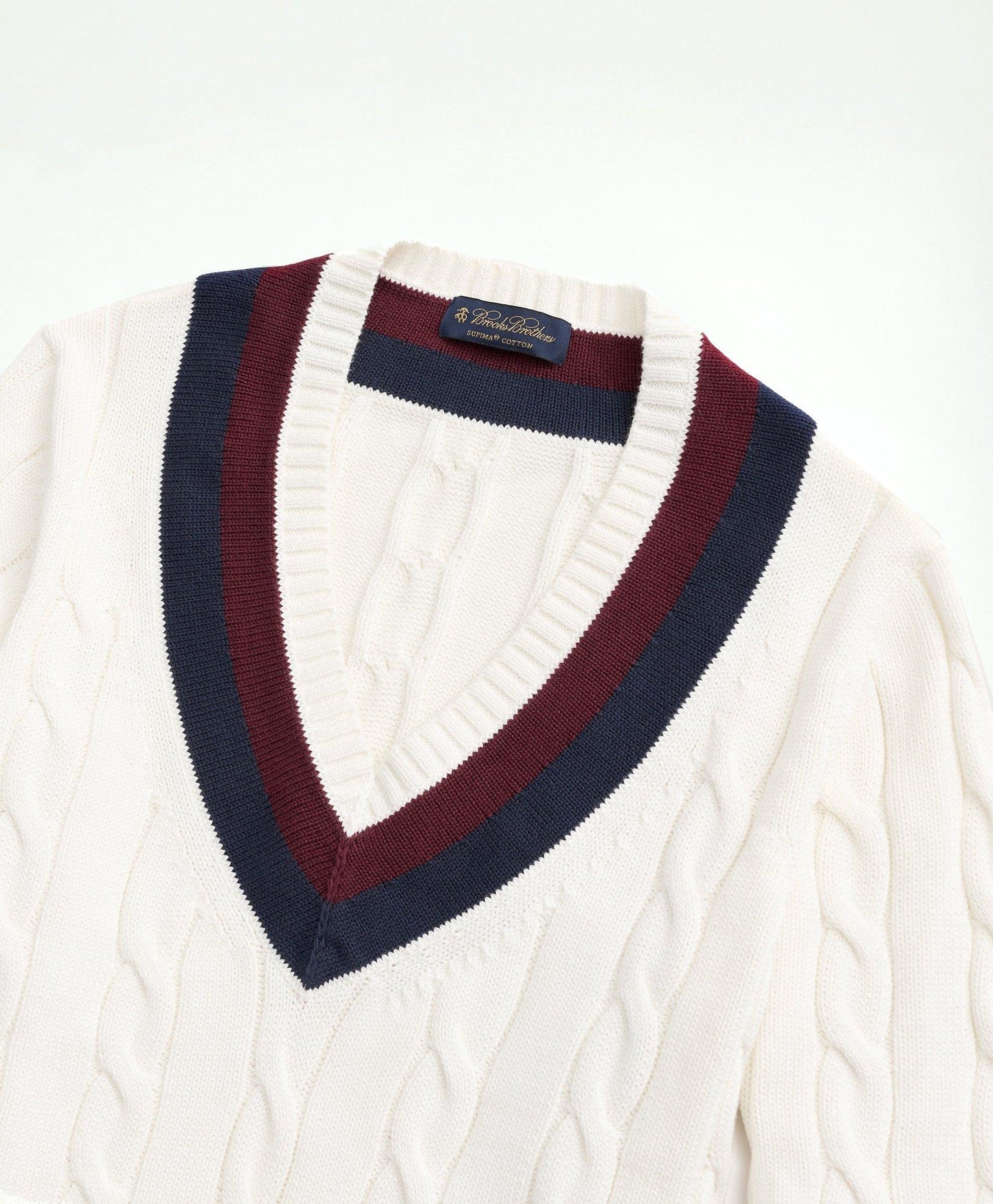 Vintage-Inspired Tennis V-Neck Sweater in Supima Cotton