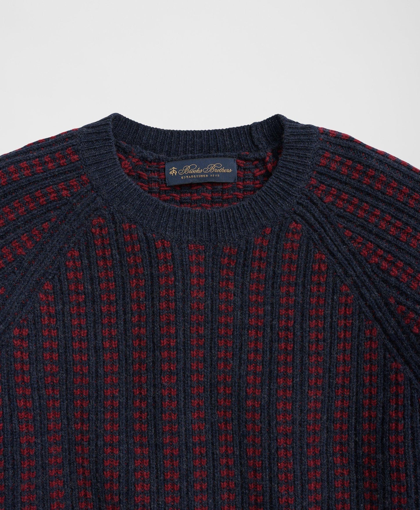 Merino Wool Crewneck Sweater in Jacquard Rib