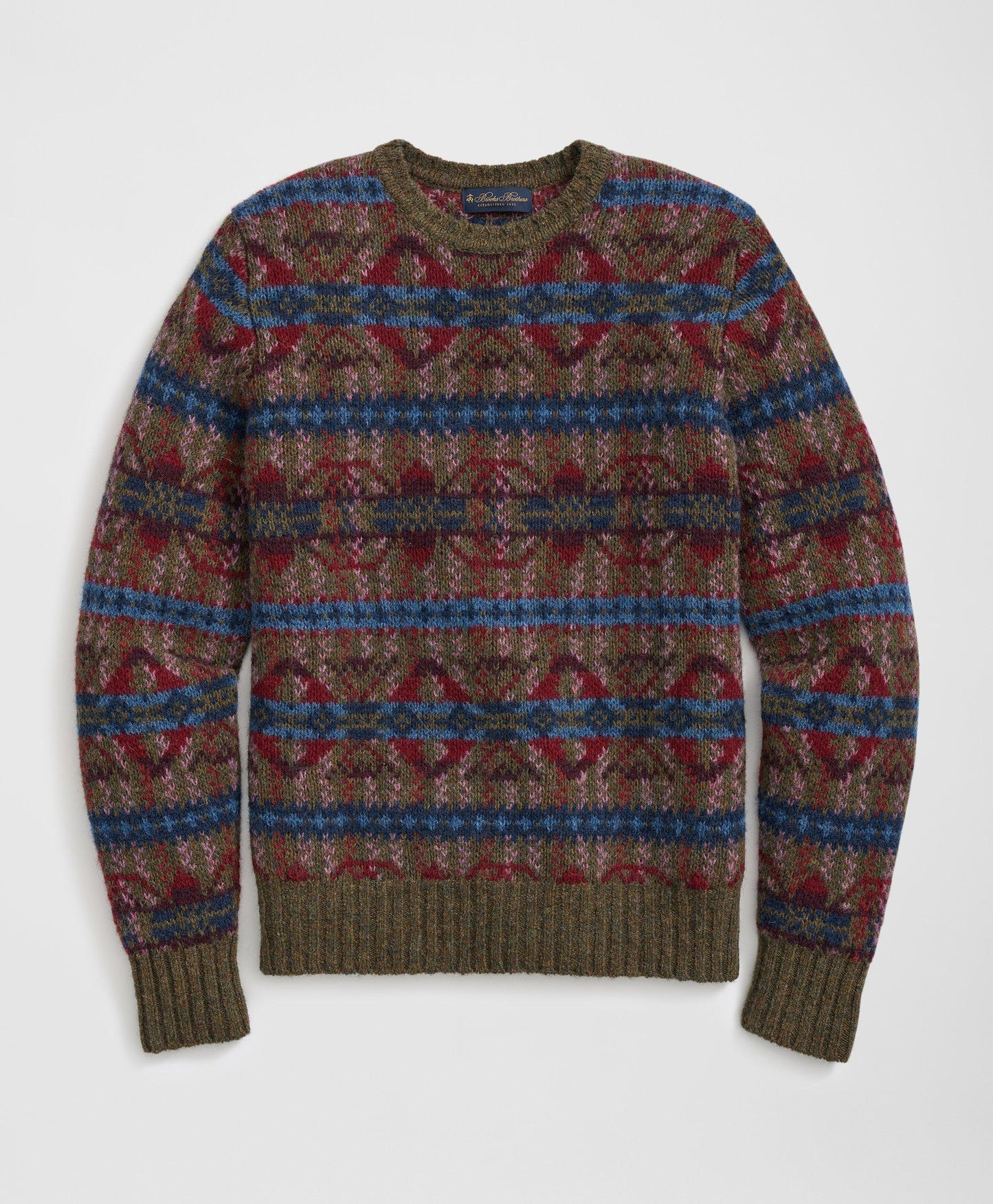 Wool Crewneck Sweater in Fair Isle Jacquard