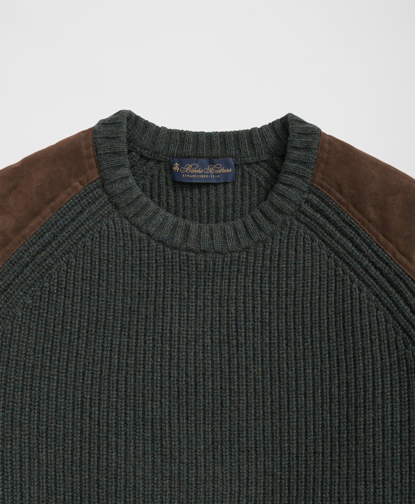 Military Elbow-Patch Sweater in Merino Wool-Cashmere