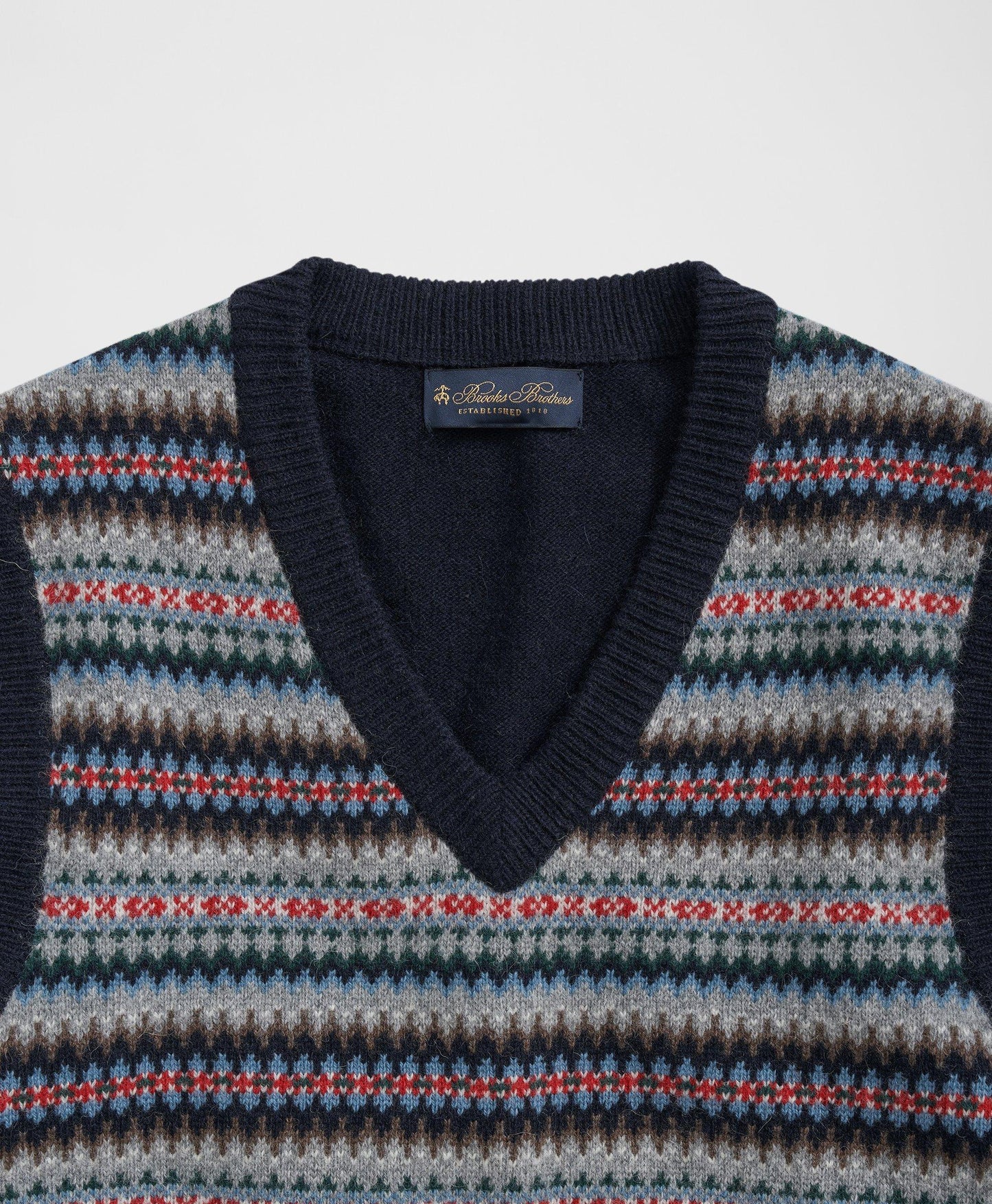 Wool-Alpaca V-Neck Vest in Fair Isle Jacquard