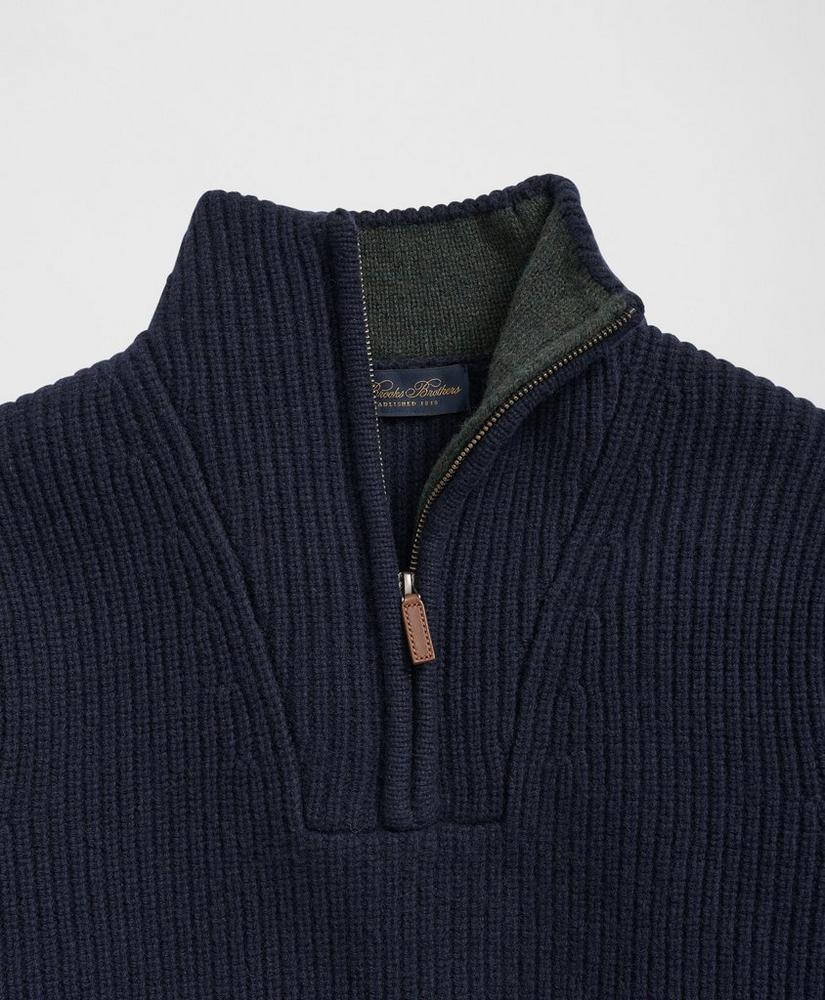 Military Elbow-Patch Half-Zip Sweater in Merino Wool-Cashmere