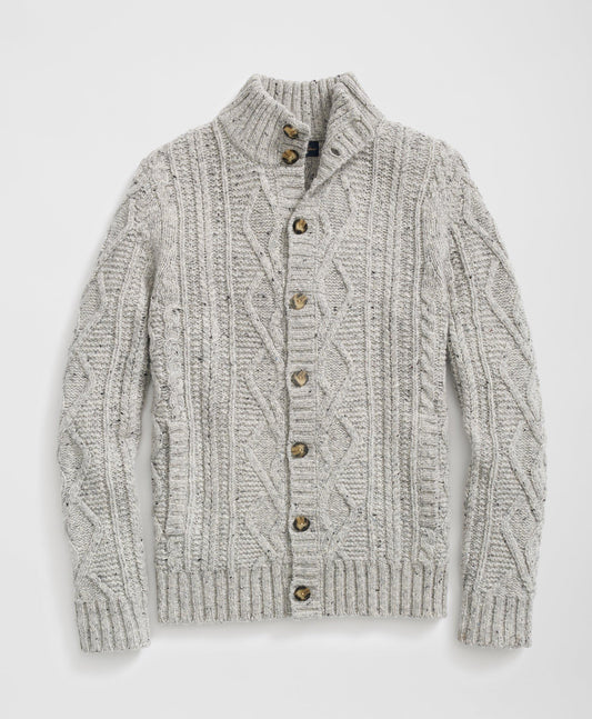 Aran Knit Cardigan in Donegal Merino Wool