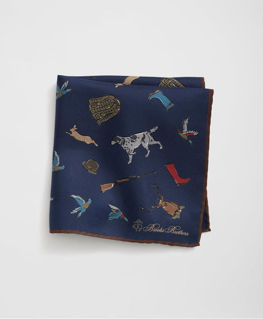 Country Motif Silk Pocket Square