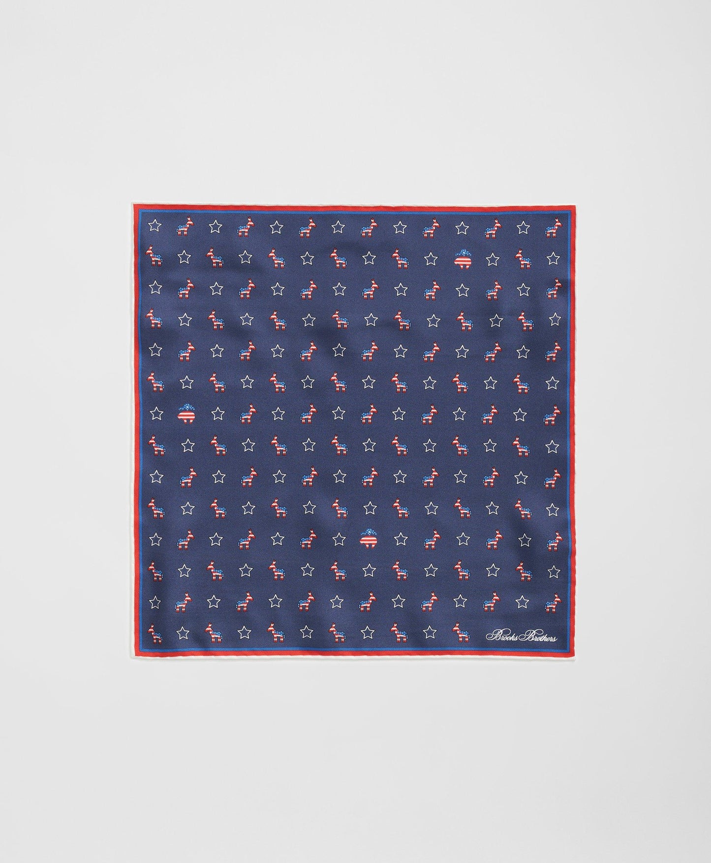 Donkey Motif Silk Pocket Square